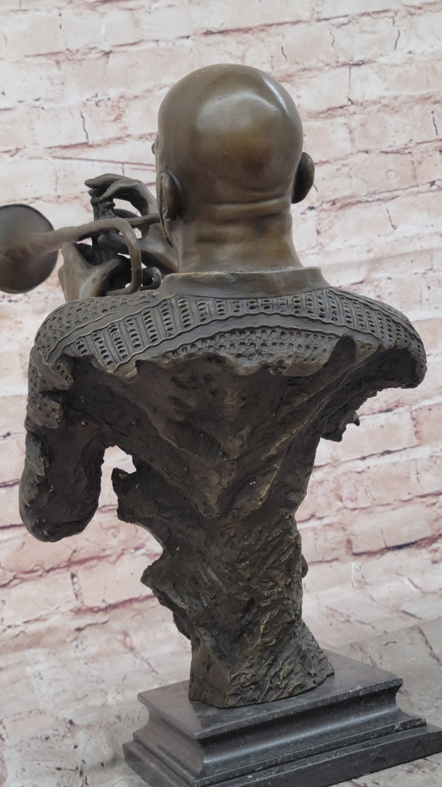 New Orleans Trumpet Horn Player Jazz Bar Street Musician Bronze Marble Statue