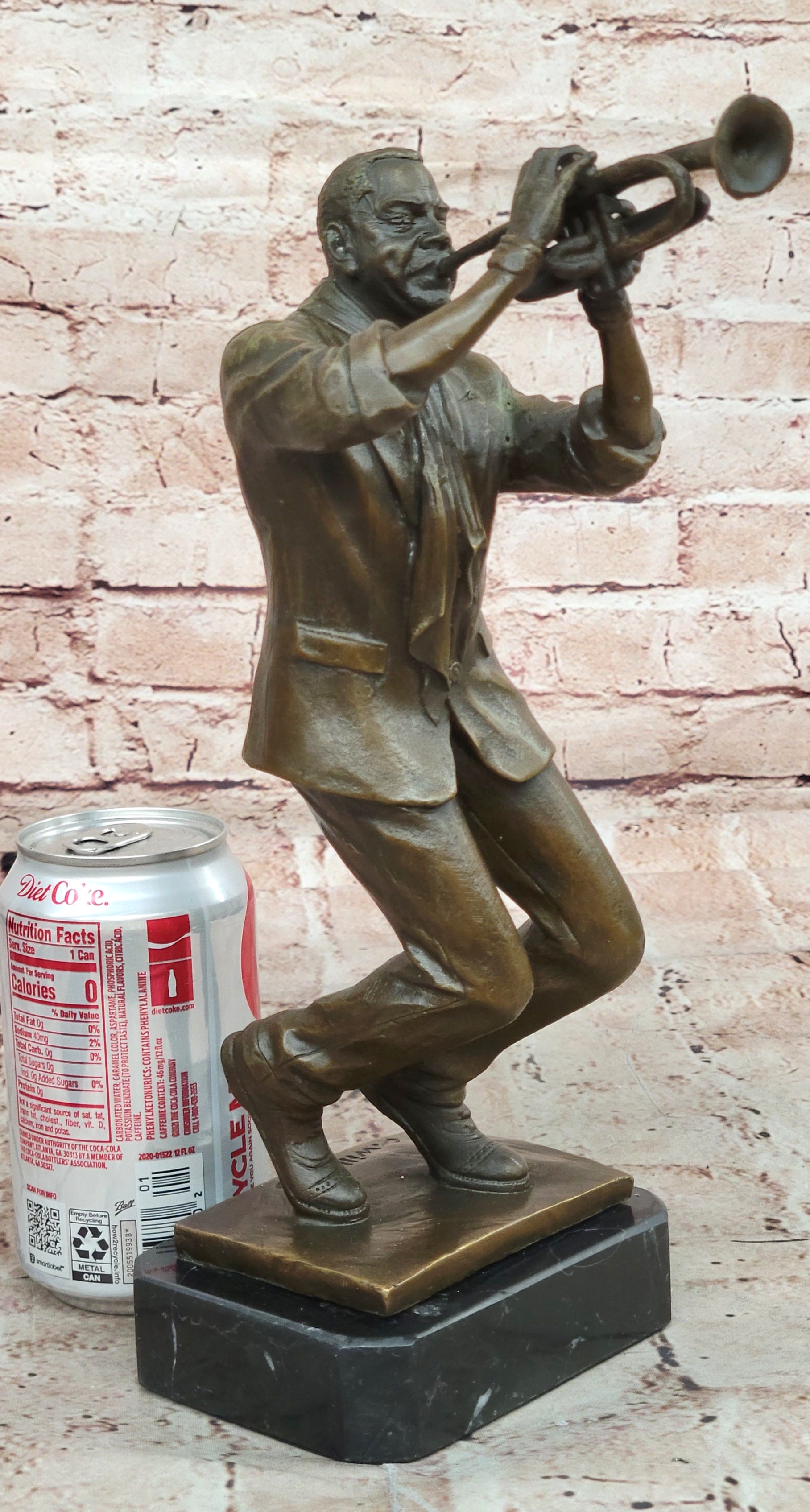 Collectible Detailed 100% Bronze Trumpet Player Musician Music New Orleans Gift