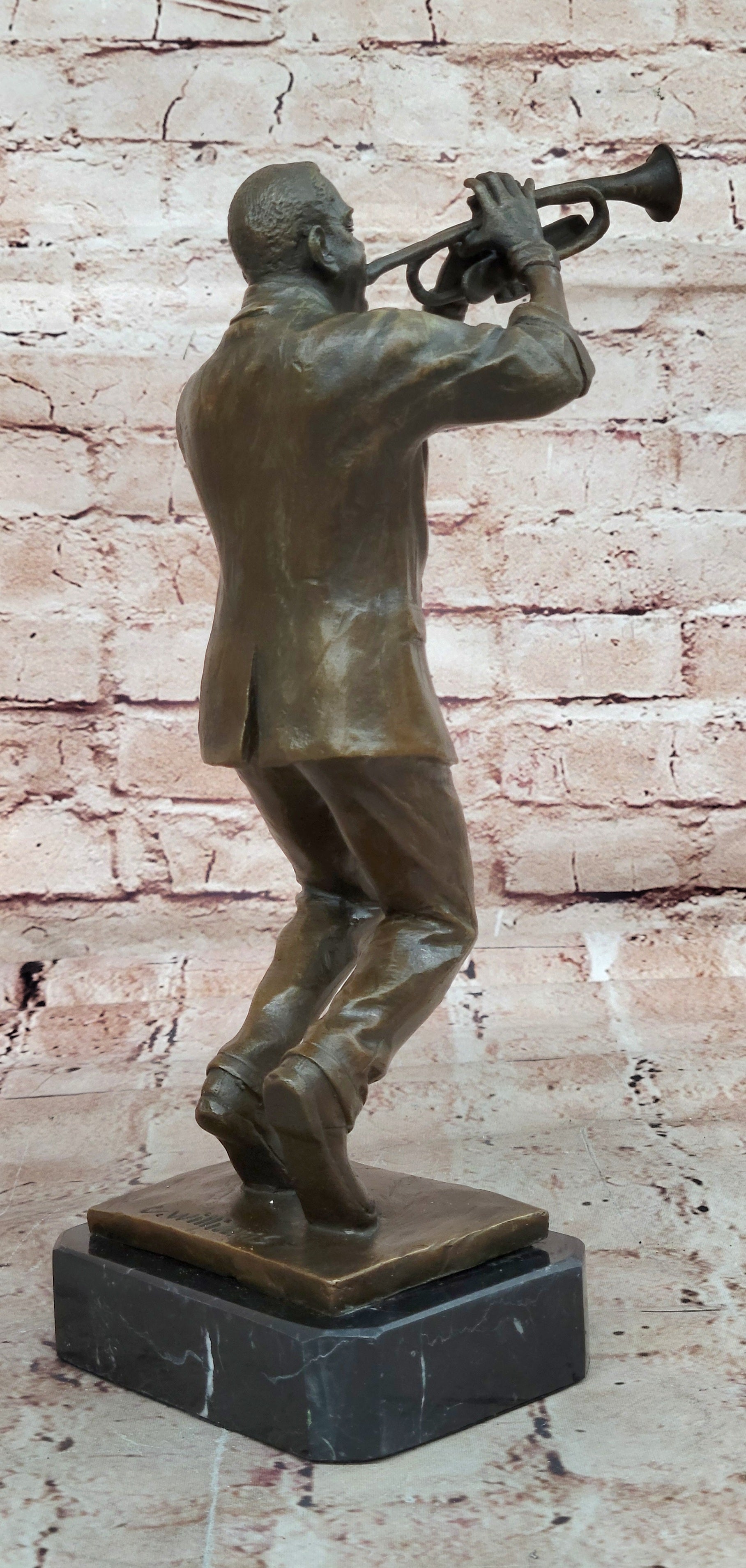 Collectible Detailed 100% Bronze Trumpet Player Musician Music New Orleans Gift