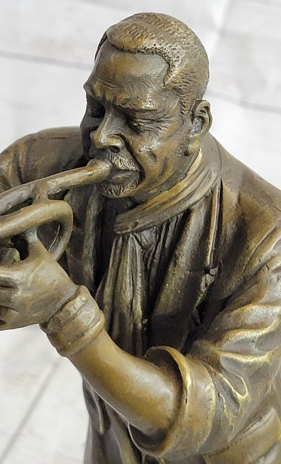 Collectible Detailed 100% Bronze Trumpet Player Musician Music New Orleans Gift