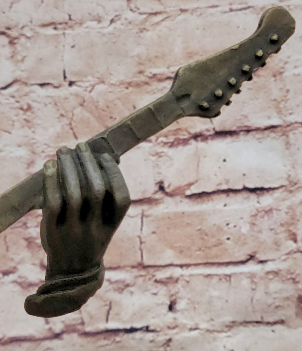 Bronze Statue of Guitar Player Hot Cast Sculpture Marble Base Figurine Home Decor