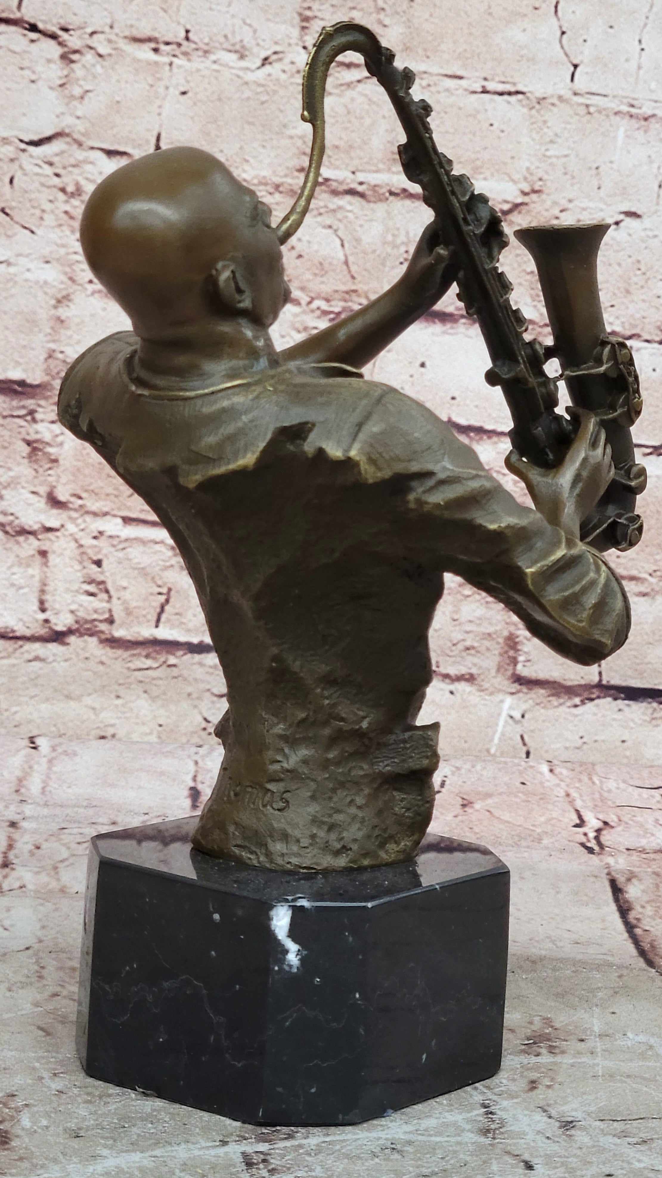 TRUMPET PLAYER Bronze Statuette JAZZ BAND Collection, 10", European Finery