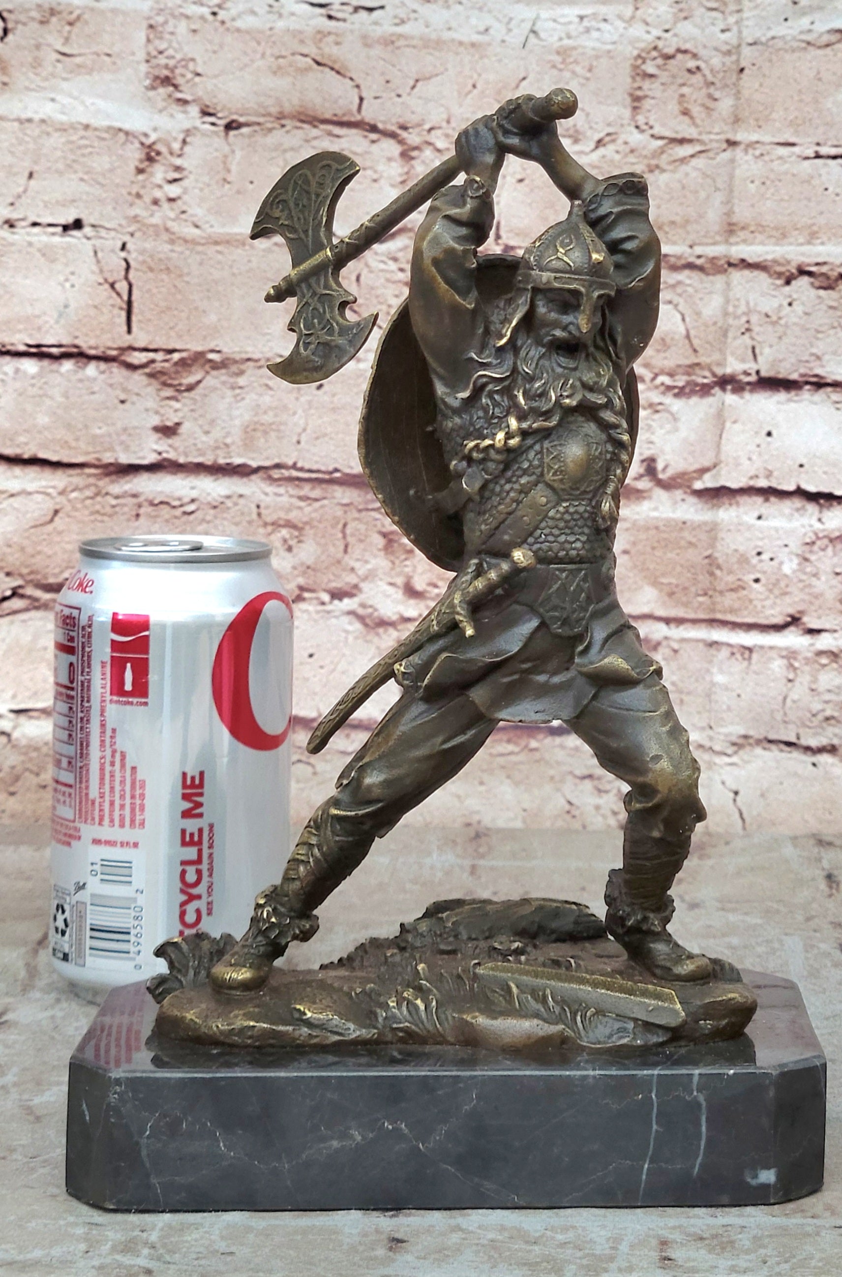 Bronze Sculpture European Warrior Museum Good Quality Marble Base Figurine Sale