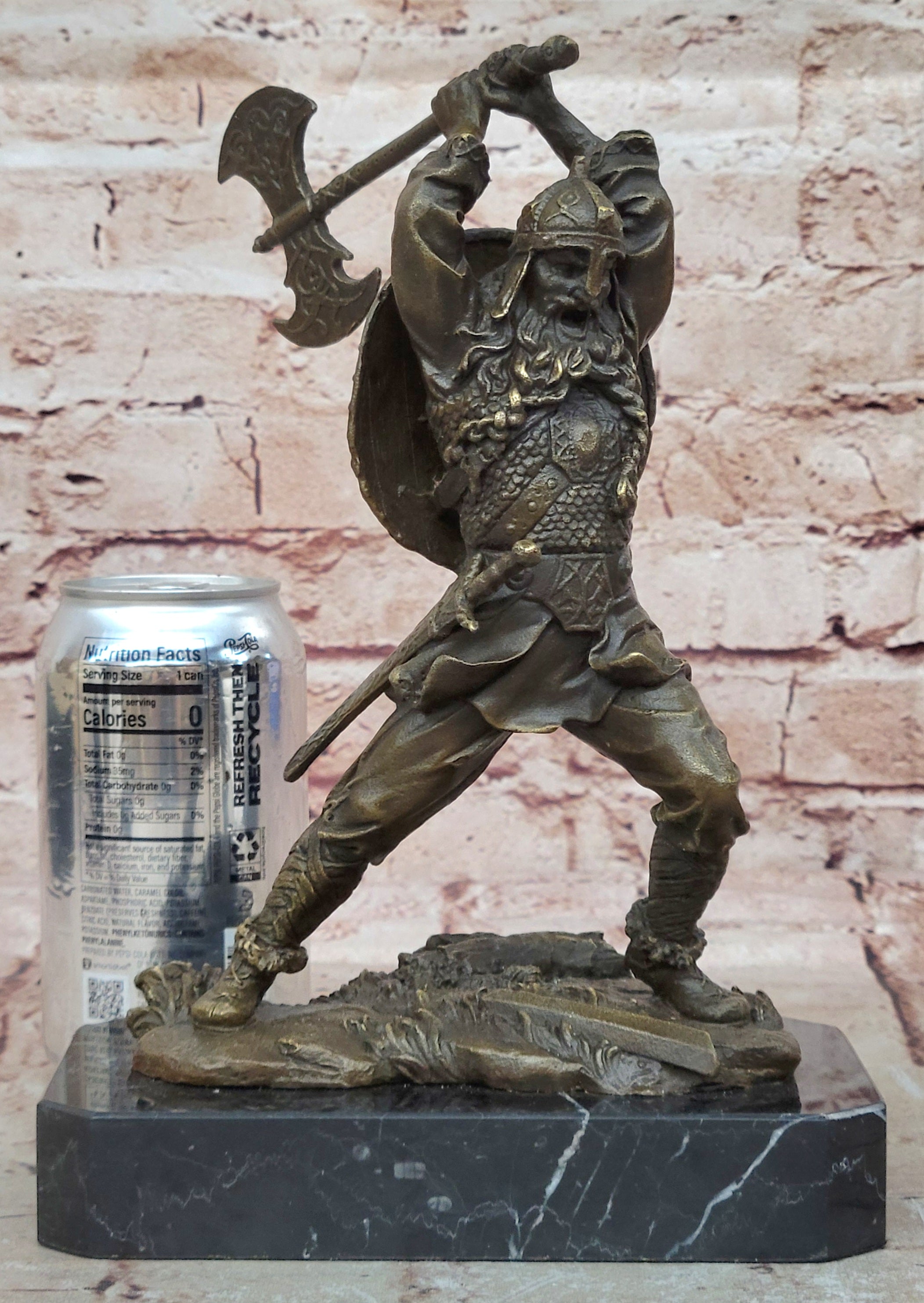 Bronze Sculpture European Warrior Museum Good Quality Marble Base Figurine Sale