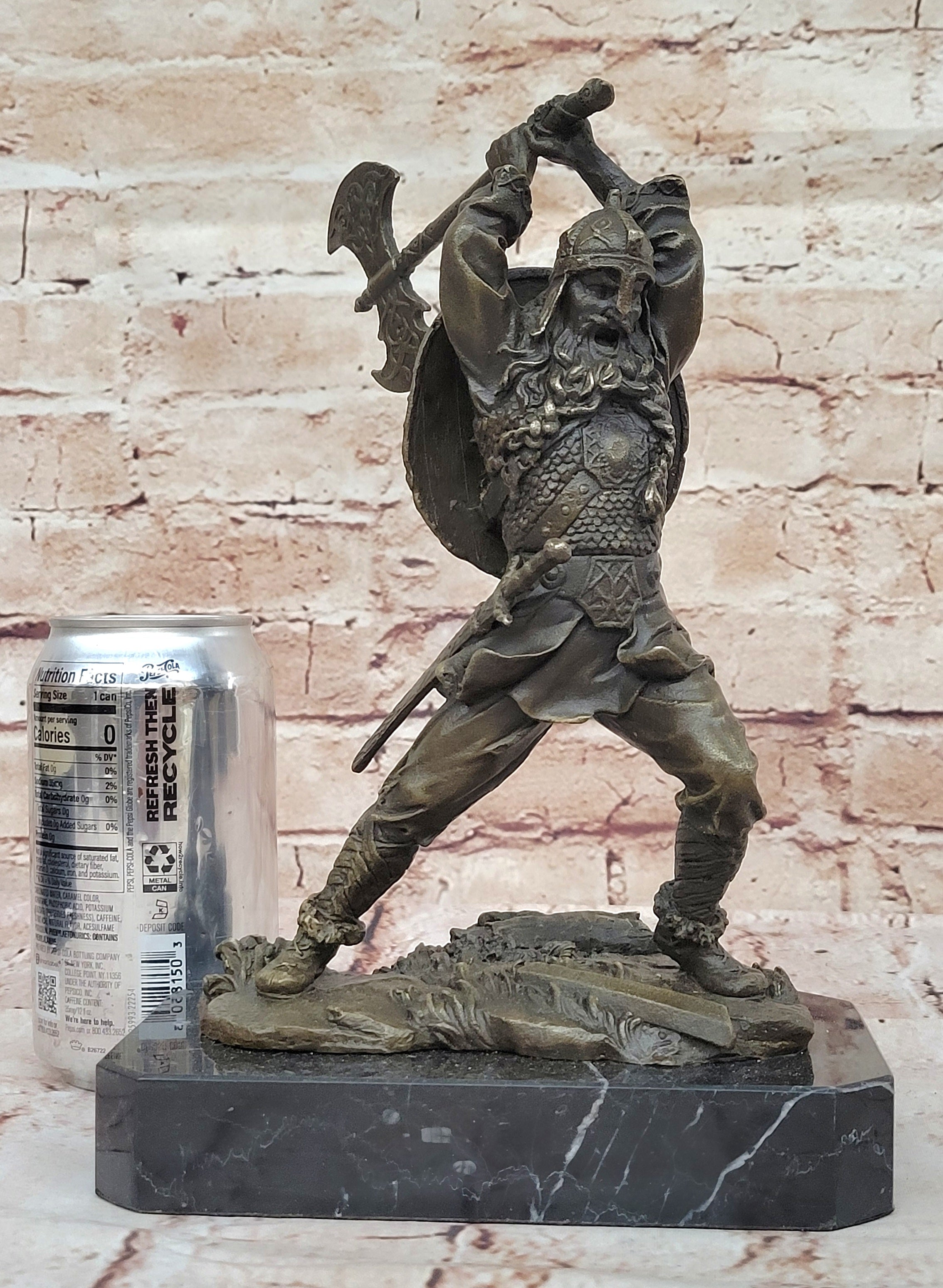 Bronze Sculpture European Warrior Museum Good Quality Marble Base Figurine Sale