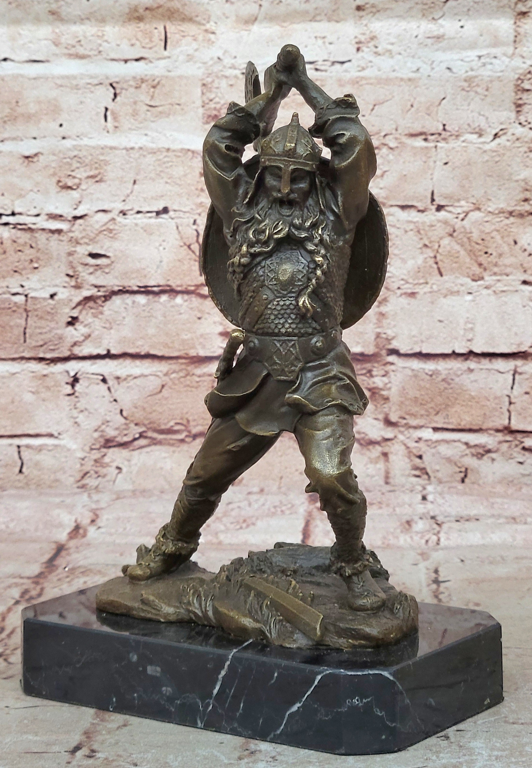 Bronze Sculpture European Warrior Museum Good Quality Marble Base Figurine Sale