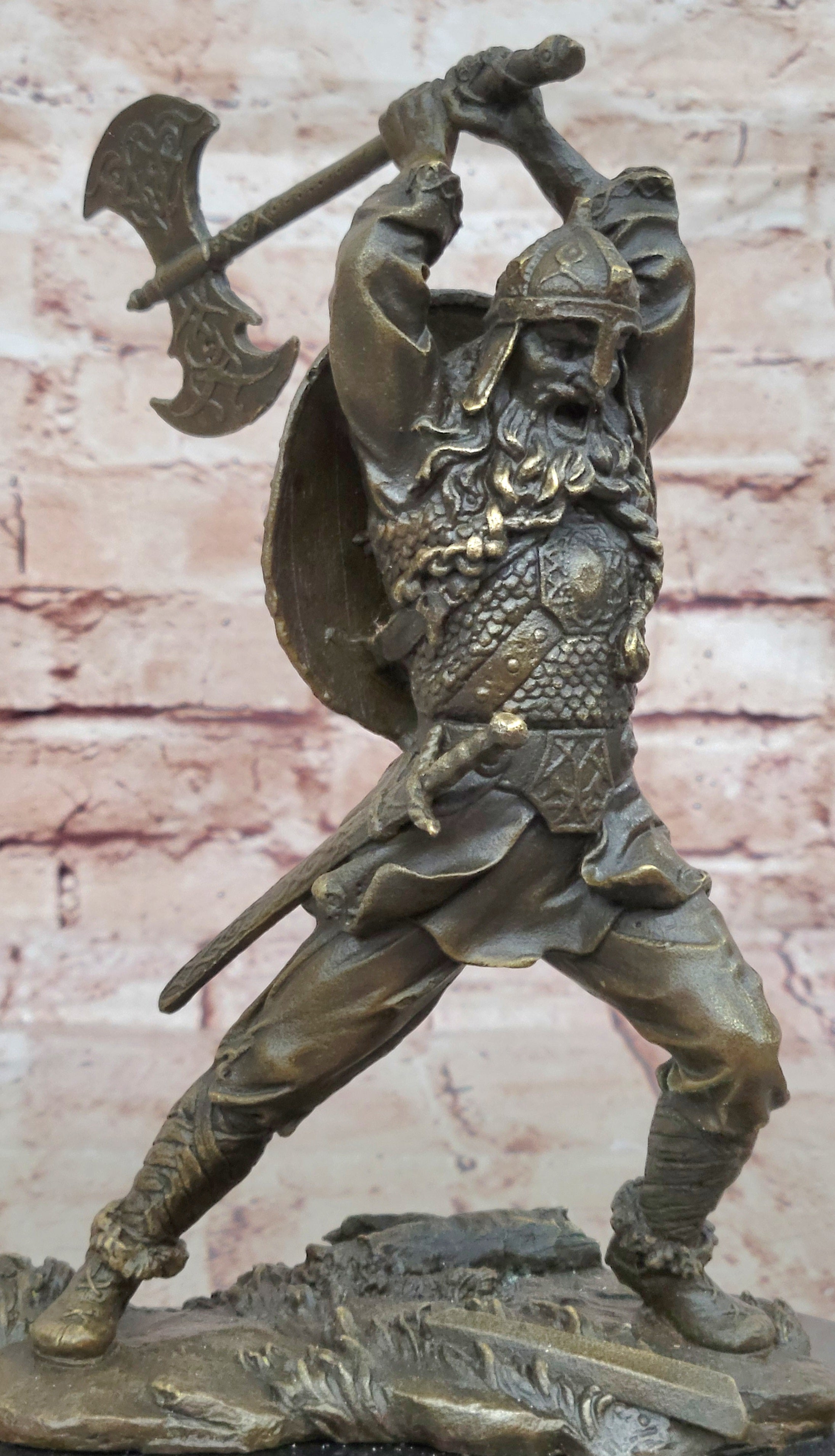 Bronze Sculpture European Warrior Museum Good Quality Marble Base Figurine Sale