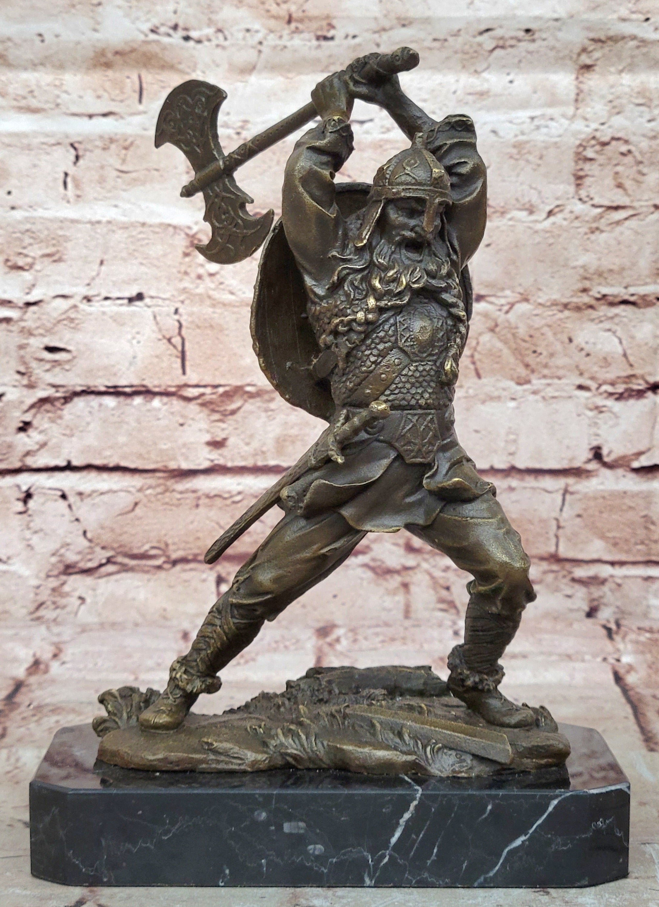 Bronze Sculpture European Warrior Museum Good Quality Marble Base Figurine Sale