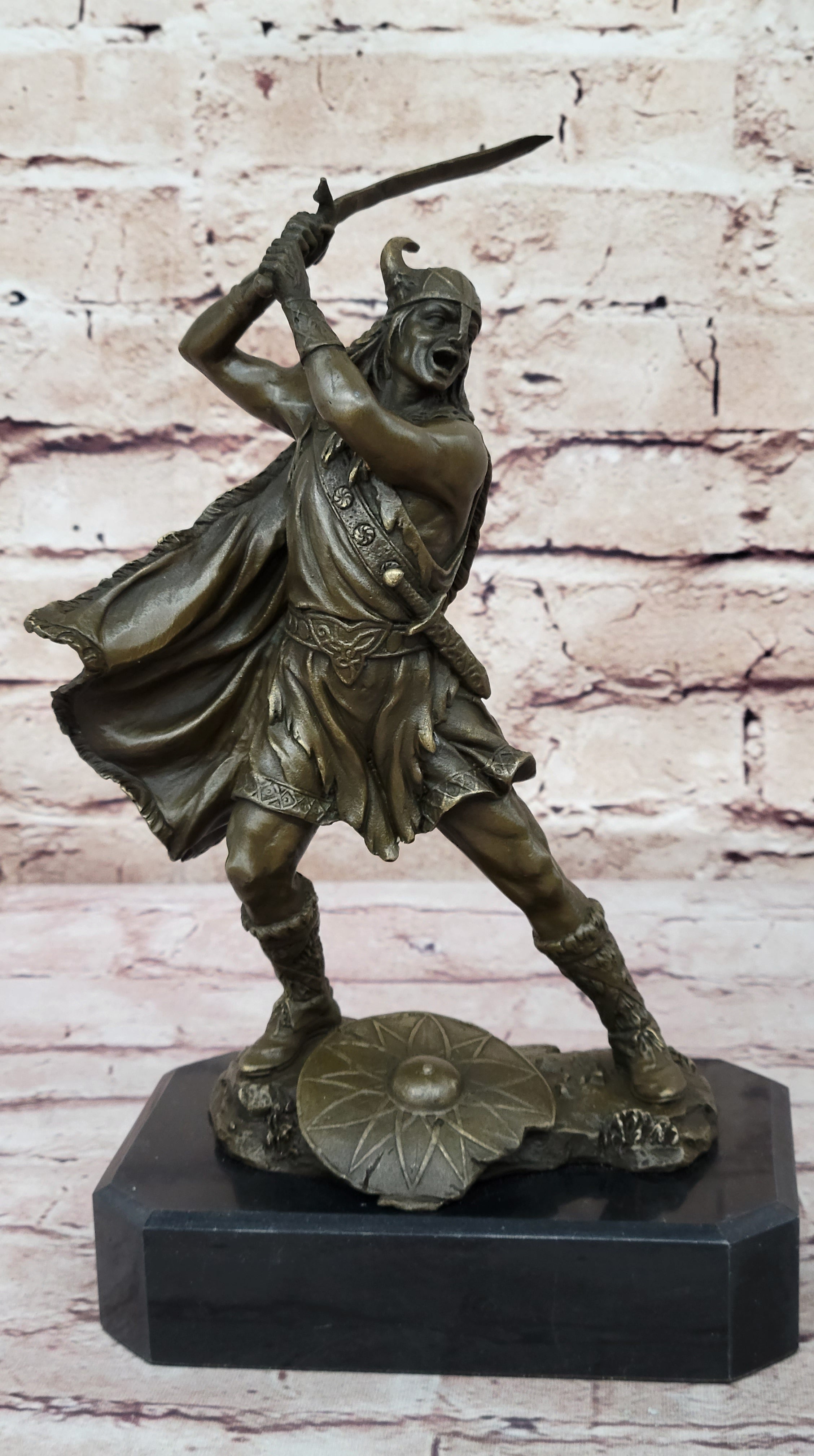 10" NEW VIKING WARRIOR Ready to Fight Statue / Sculpture Real Solid Bronze Statue