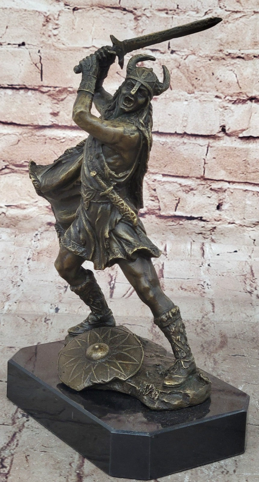 10" NEW VIKING WARRIOR Ready to Fight Statue / Sculpture Real Solid Bronze Statue
