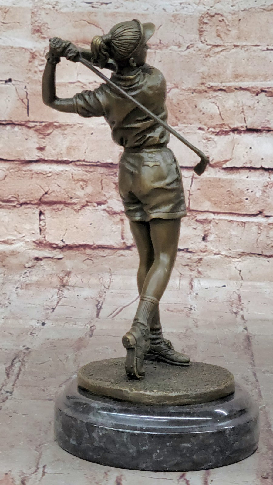 Golf Lover Gift Female Lady Golfer Club Bag Bronze Marble Statue Trophy Award