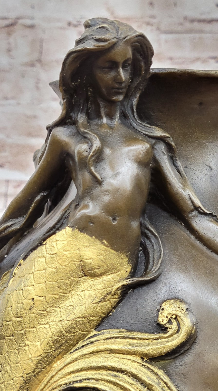 Bronze Sculpture Art Nouveau Gorgeous Detailed Vase Nude Artwork Figurine