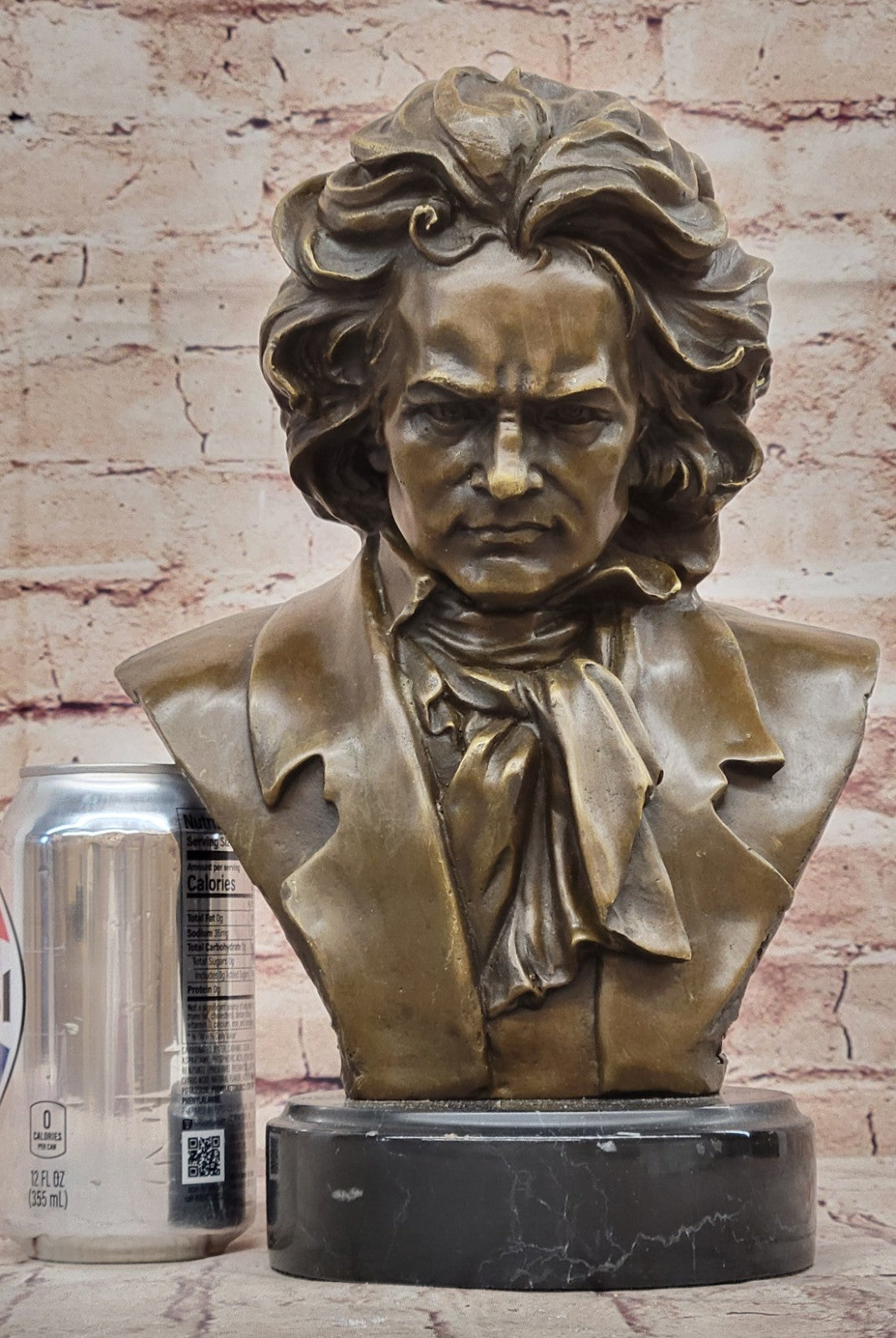 Handcrafted Detailed Beethoven Made by Lost Wax Method Beethoven Head Bronze Sta