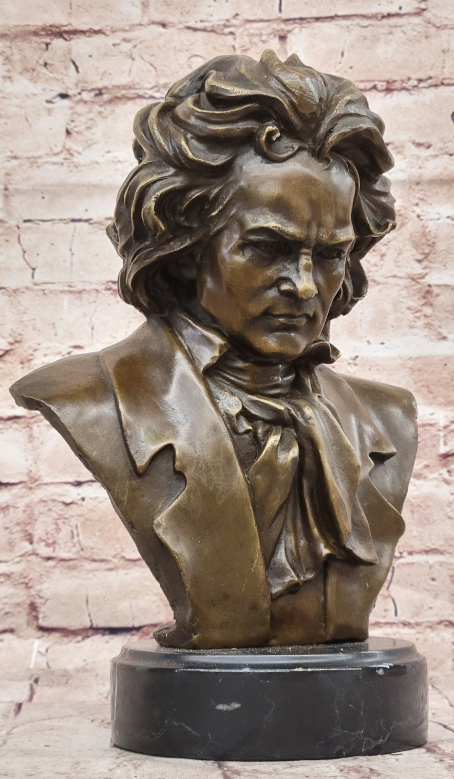 Handcrafted Detailed Beethoven Made by Lost Wax Method Beethoven Head Bronze Sta