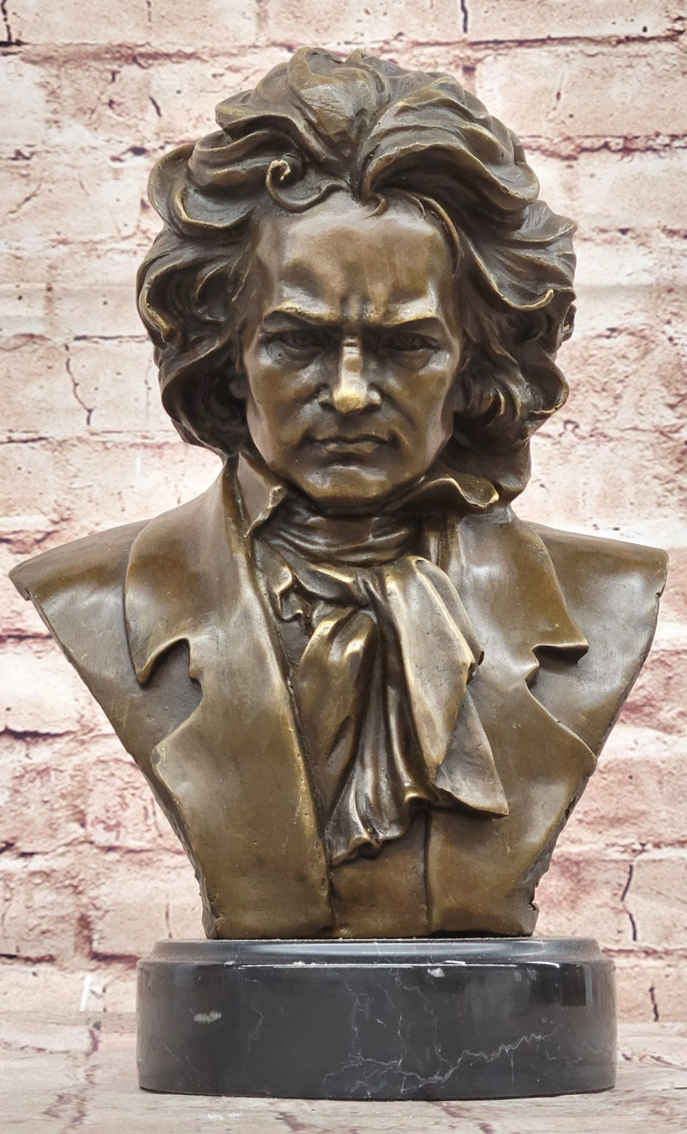 Handcrafted Detailed Beethoven Made by Lost Wax Method Beethoven Head Bronze Sta