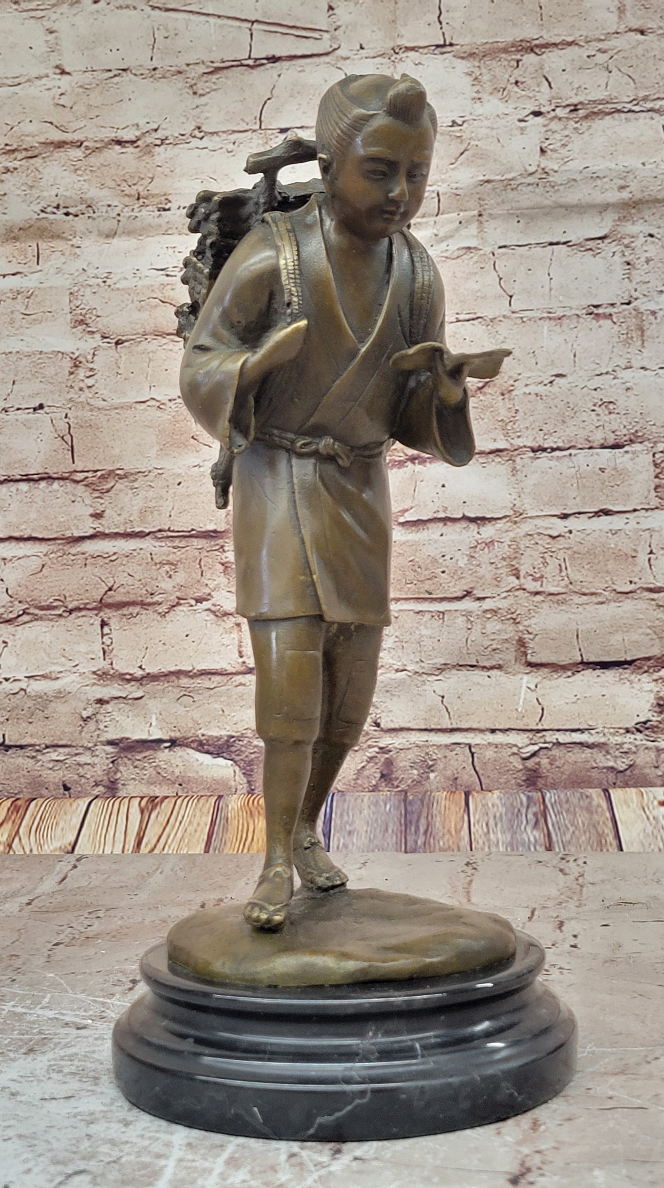 Original Milo Young Asian Boy Walking From School Bronze Sculpture Statue Figure