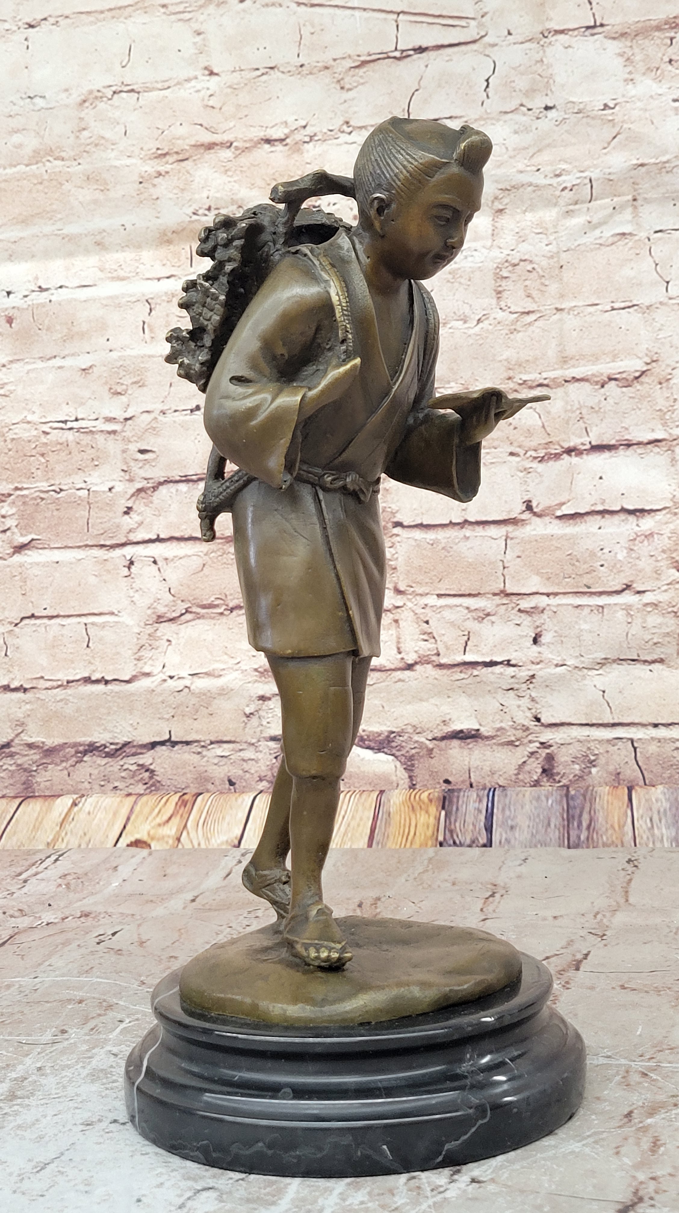 Original Milo Young Asian Boy Walking From School Bronze Sculpture Statue Figure