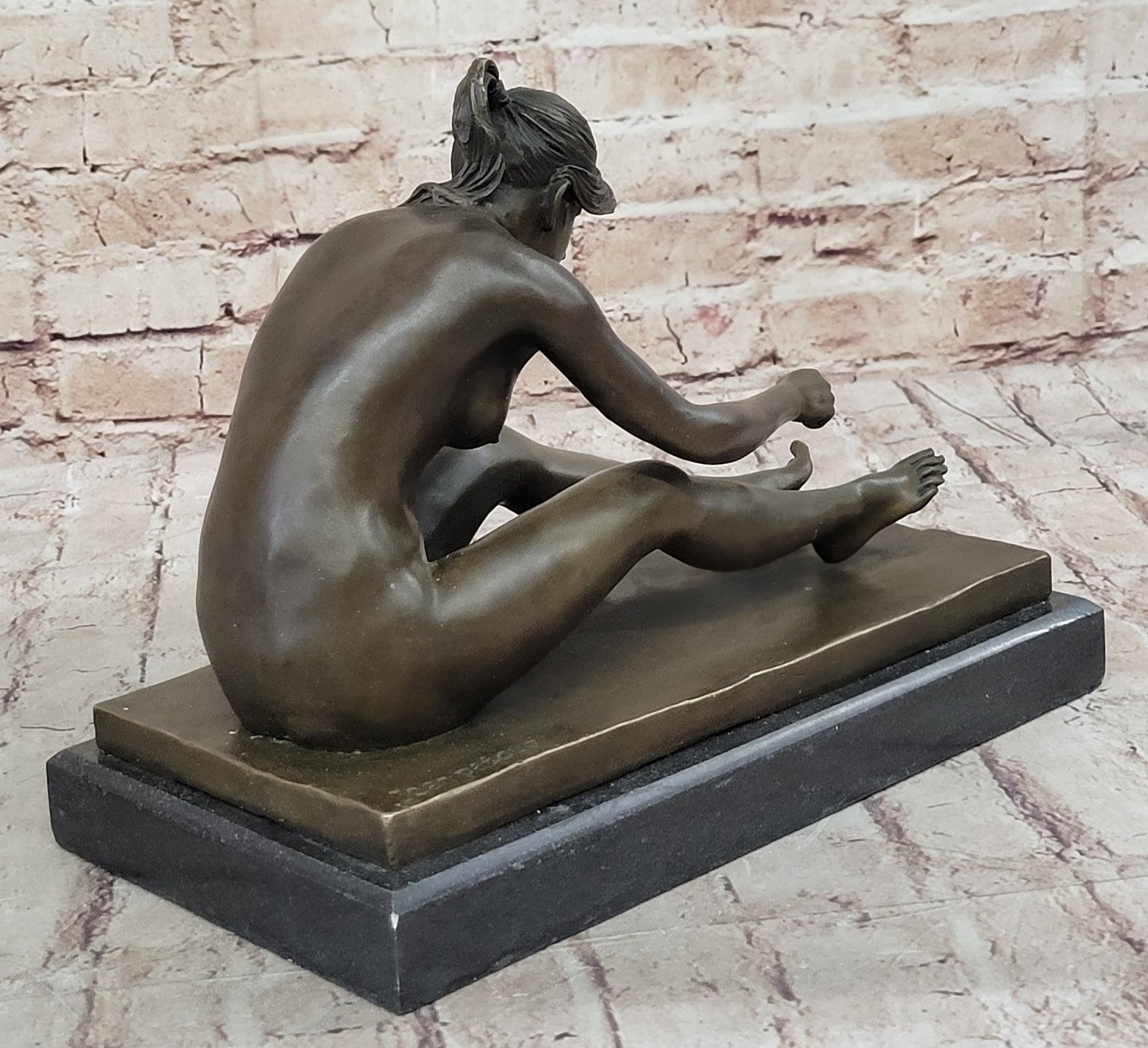 SIGNED DECO BRONZE SCULPTURE CUBISM NUDE GIRL ABSTRACT MODERN ART STATUE FIGURE