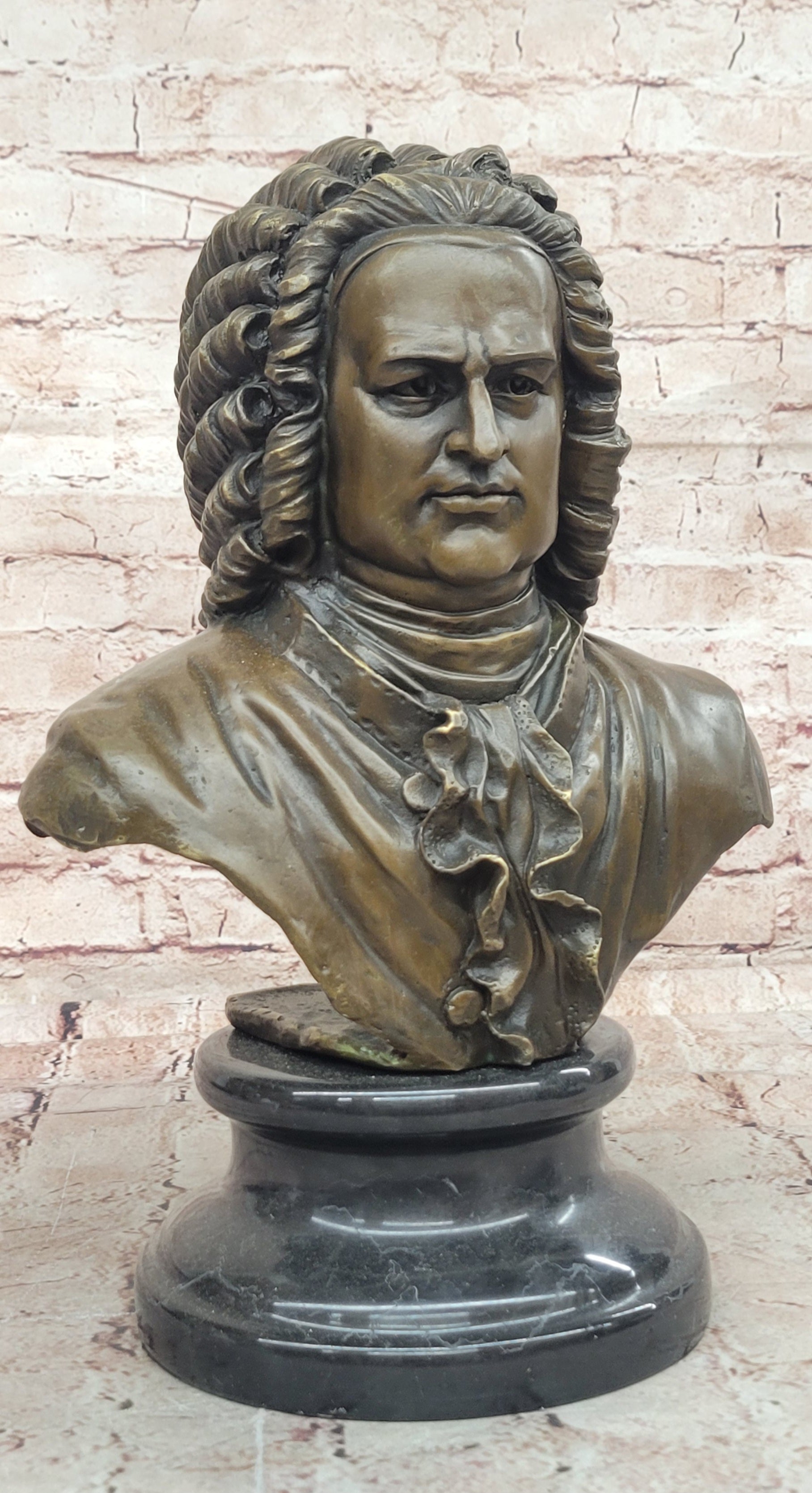 Handcrafted 100% Real Bronze Bust Johann Sebastian Bach Hot Cast Figurine Figure