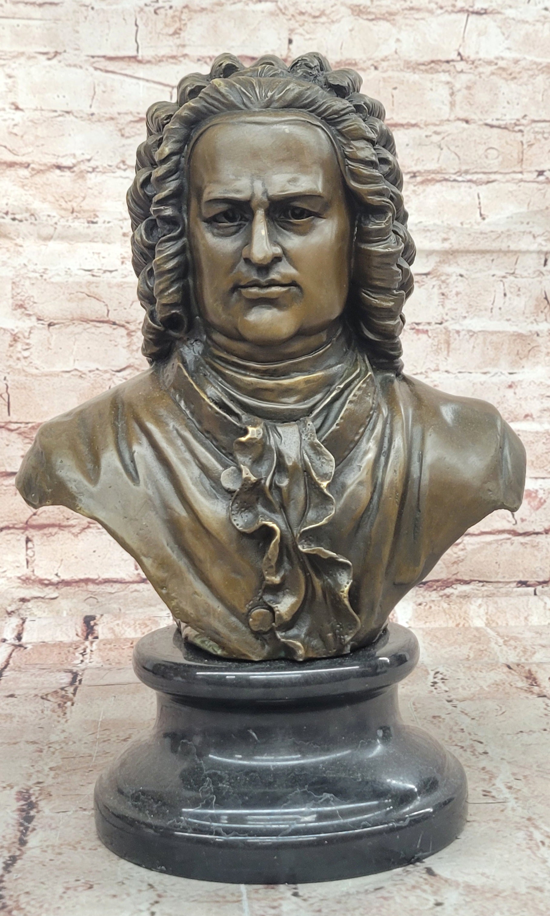 Handcrafted 100% Real Bronze Bust Johann Sebastian Bach Hot Cast Figurine Figure