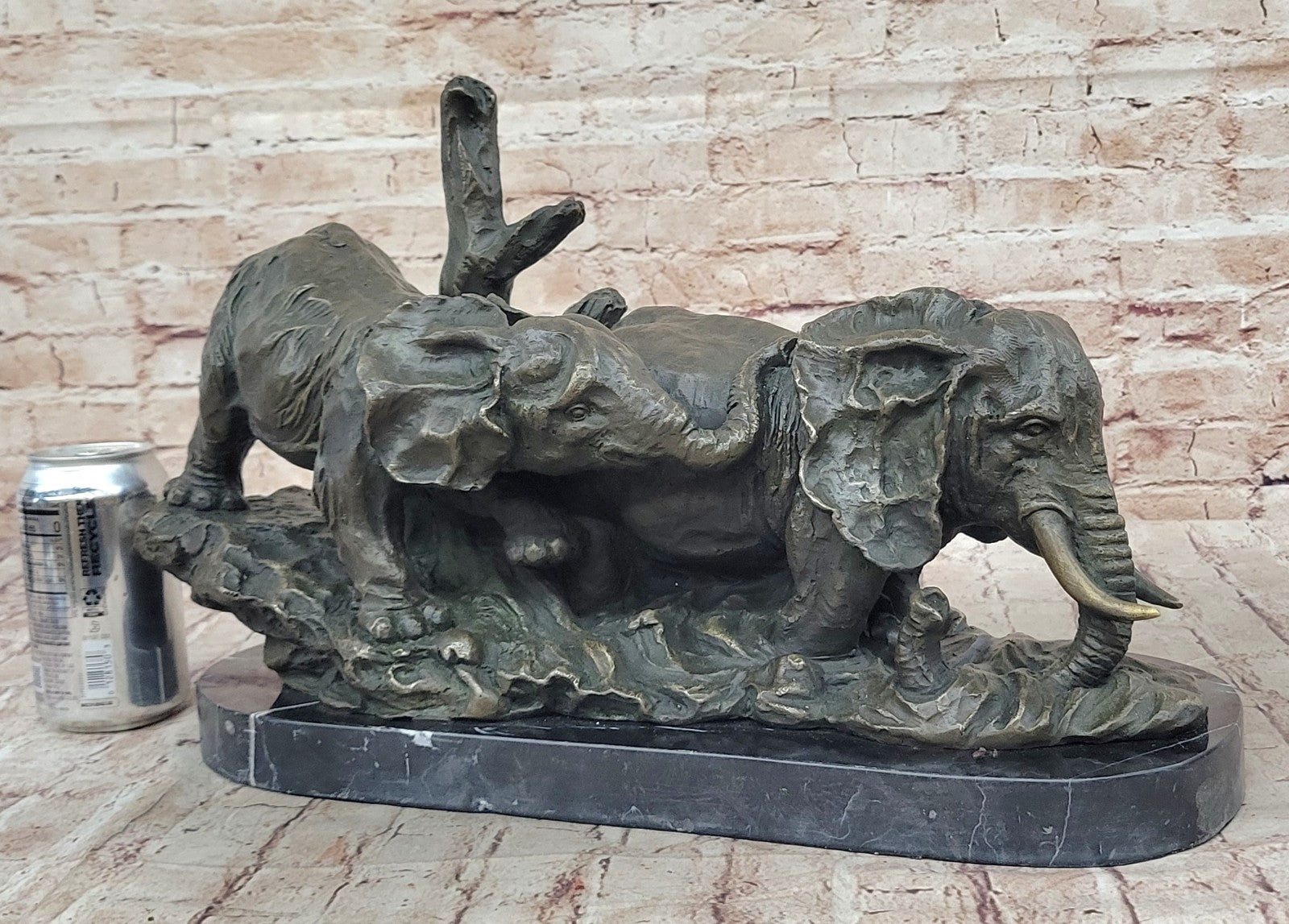 Bronze Sculpture Handcrafted 40 LBS Massive Elephant Wildlife Figurine