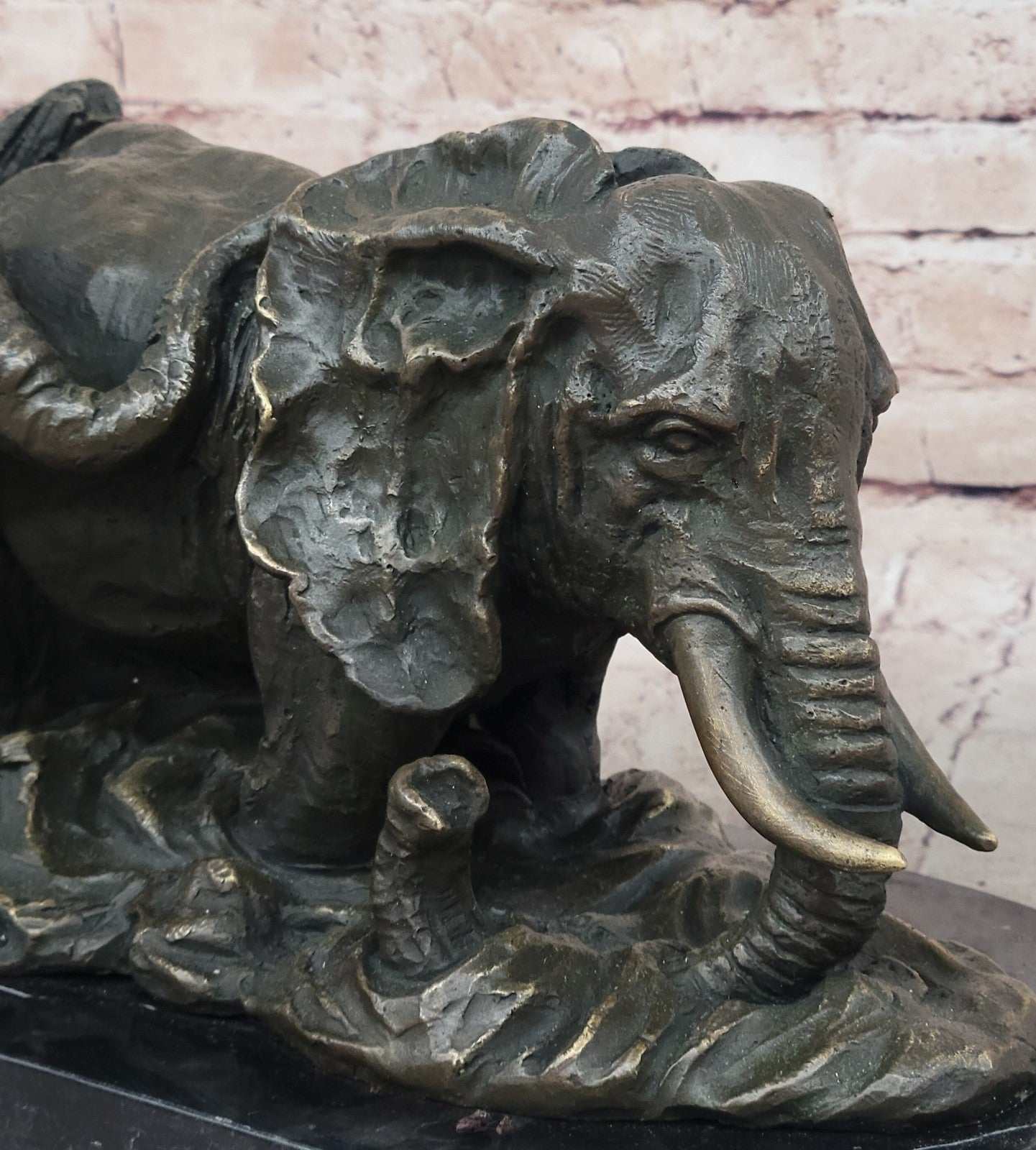 Bronze Sculpture Handcrafted 40 LBS Massive Elephant Wildlife Figurine