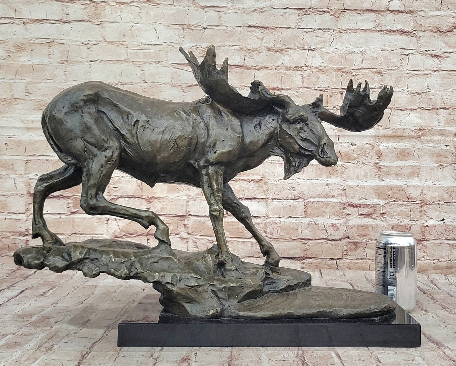 Hand Made Extra Large Moose Wildlife Animal Bronze Sculpture Home Office Decor