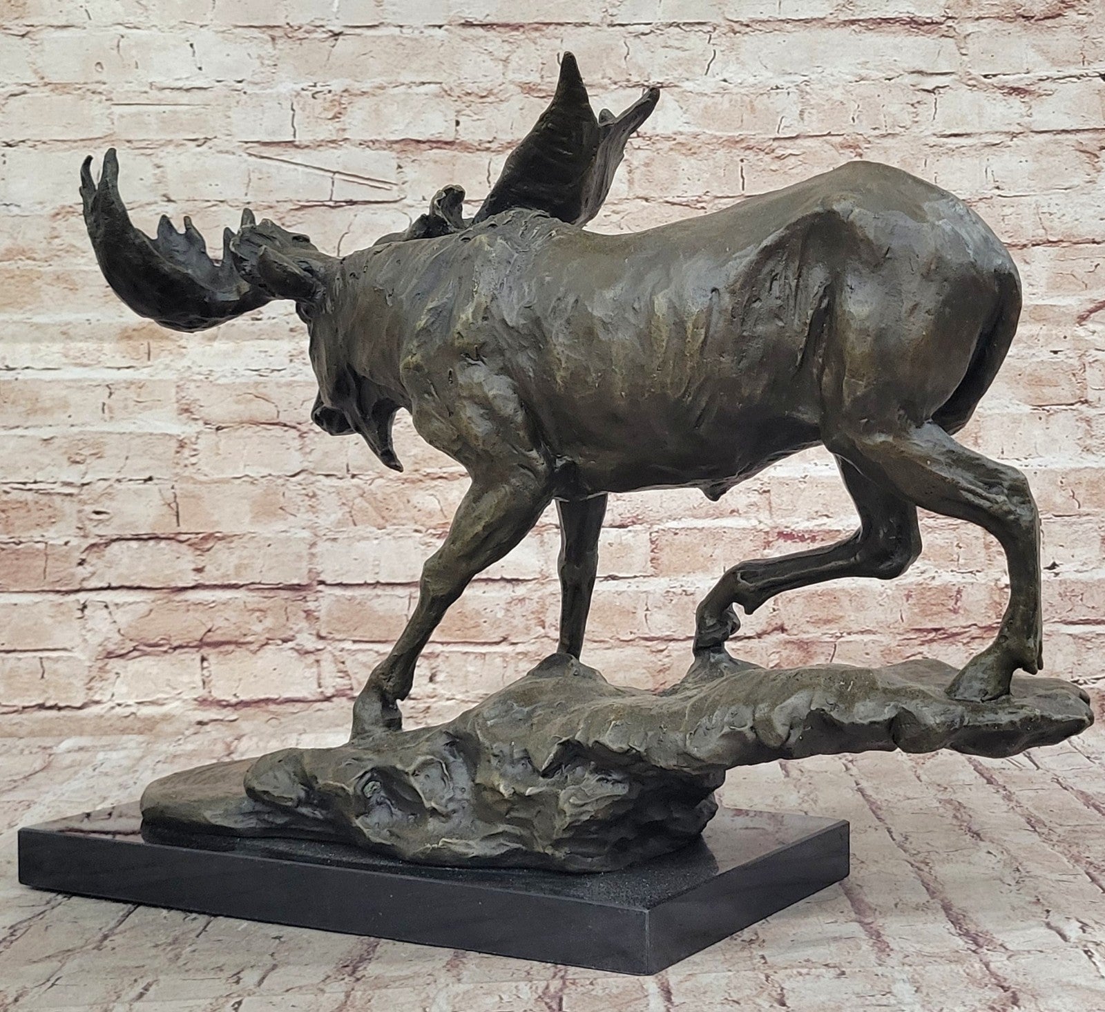 Hand Made Extra Large Moose Wildlife Animal Bronze Sculpture Home Office Decor