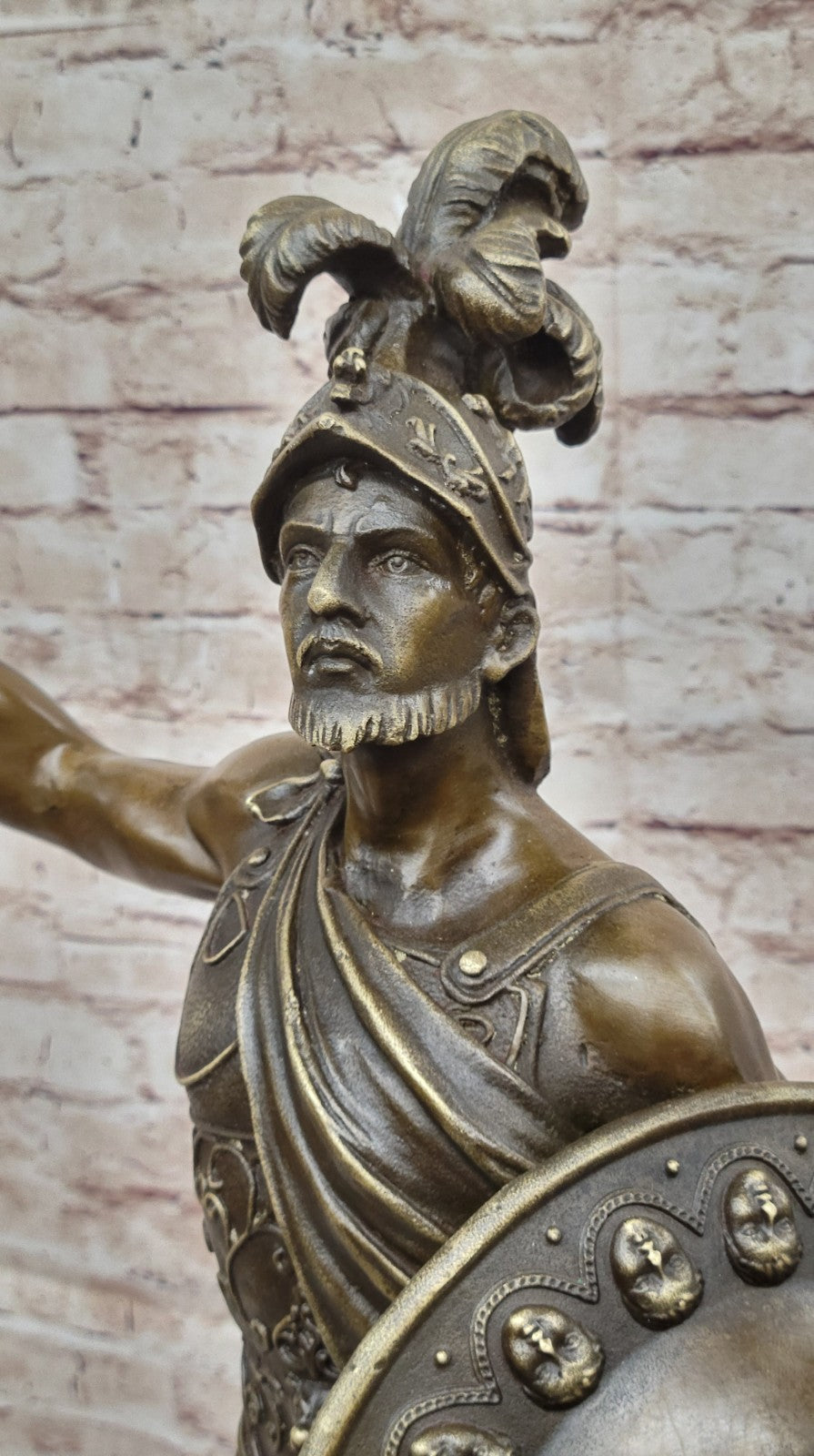 ANCIENT TIMES ROMAN LEGION SOLDIER JAVELIN SHIELD Sculpture Statue 100% Bronze