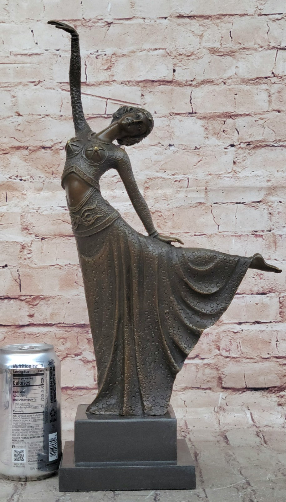 Signed Chiparus Elegant Dancer Extend her Legs Apart Bronze Sculpture Figurine