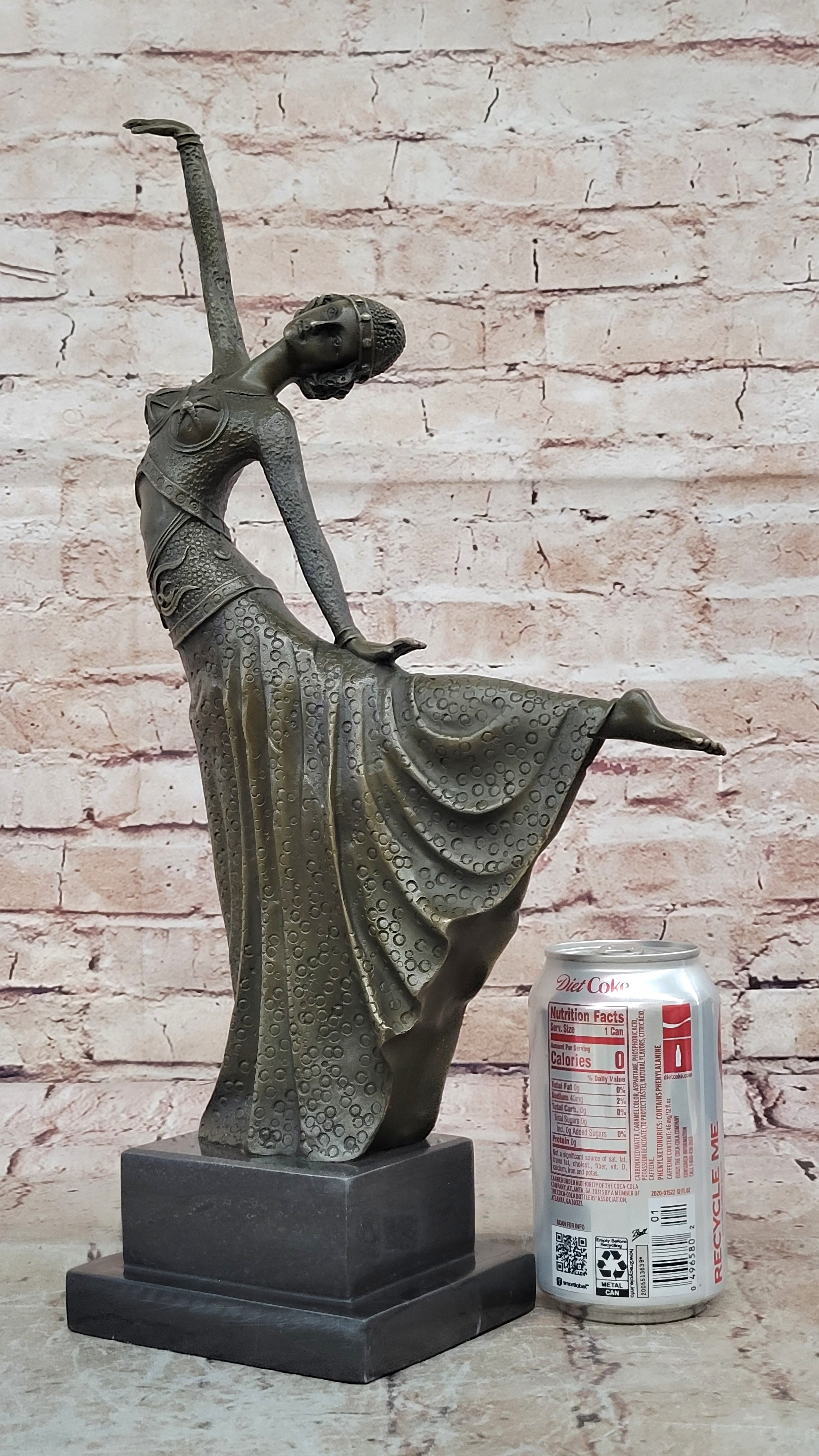 Signed Chiparus Elegant Dancer Extend her Legs Apart Bronze Sculpture Figurine