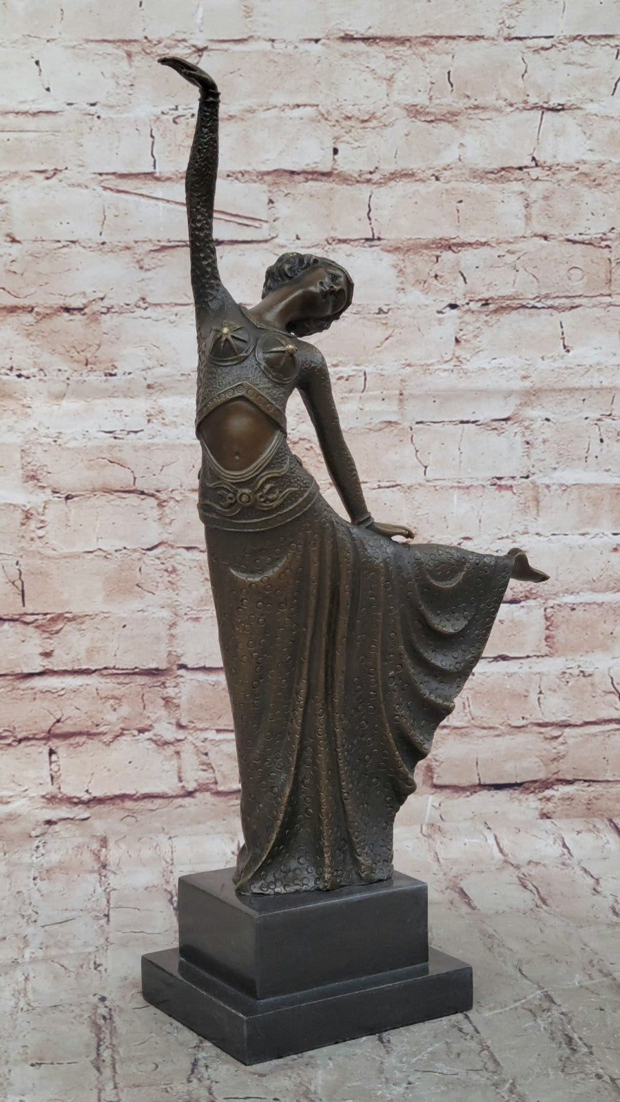 Signed Chiparus Elegant Dancer Extend her Legs Apart Bronze Sculpture Figurine