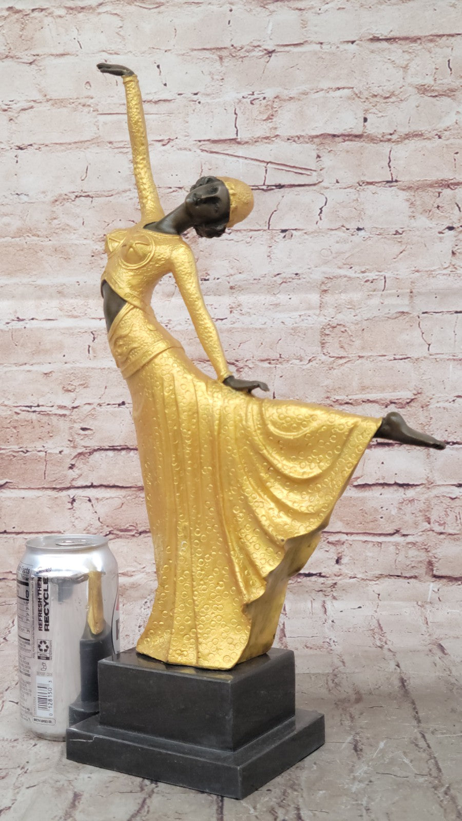 Signed Chiparus Elegant Dancer Extend her Legs Apart Bronze Sculpture Figurine