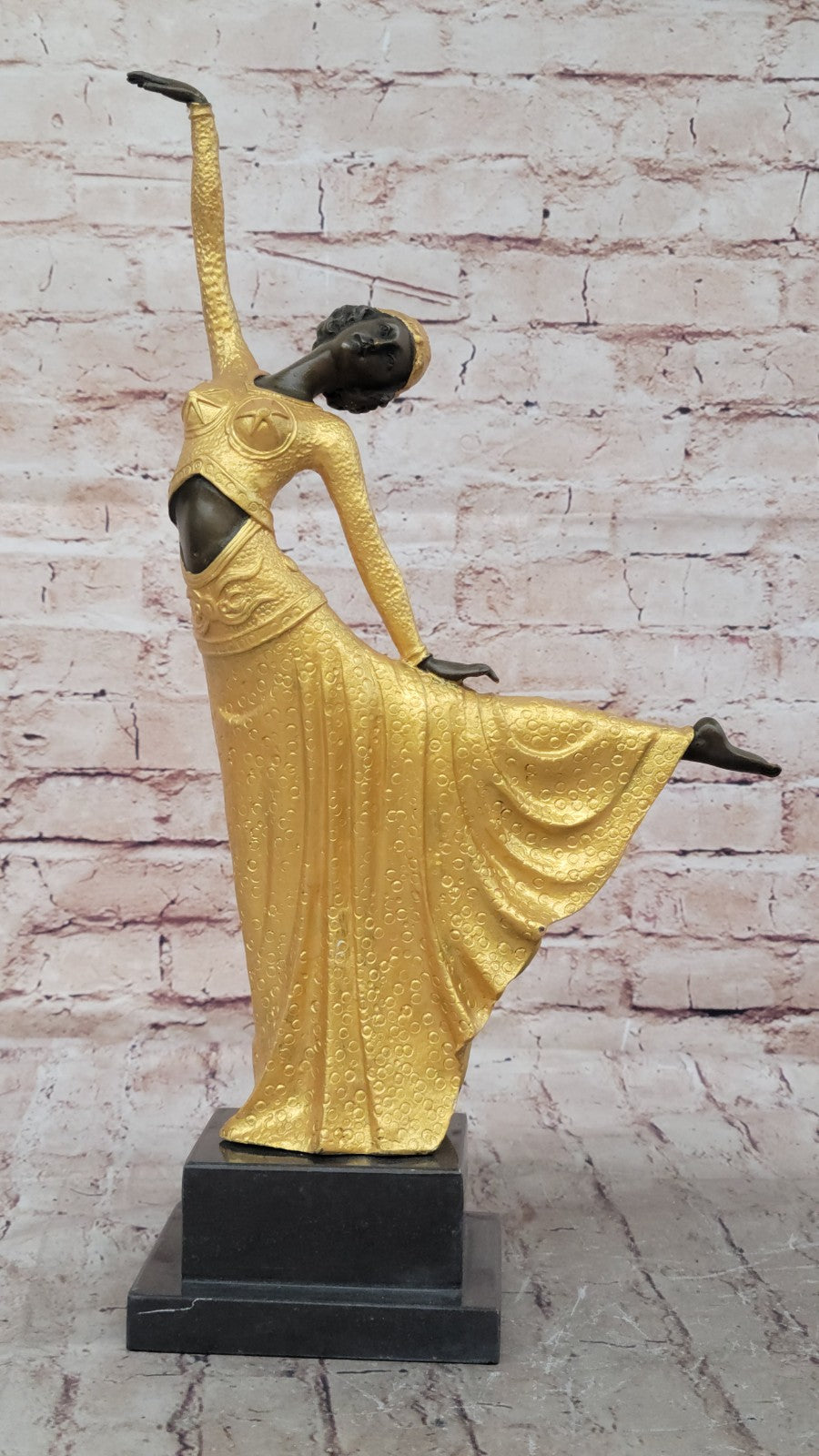 Signed Chiparus Elegant Dancer Extend her Legs Apart Bronze Sculpture Figurine