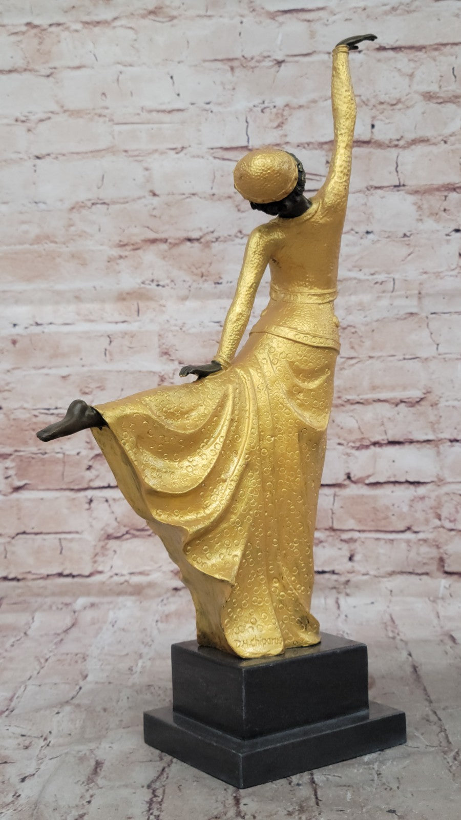 Signed Chiparus Elegant Dancer Extend her Legs Apart Bronze Sculpture Figurine