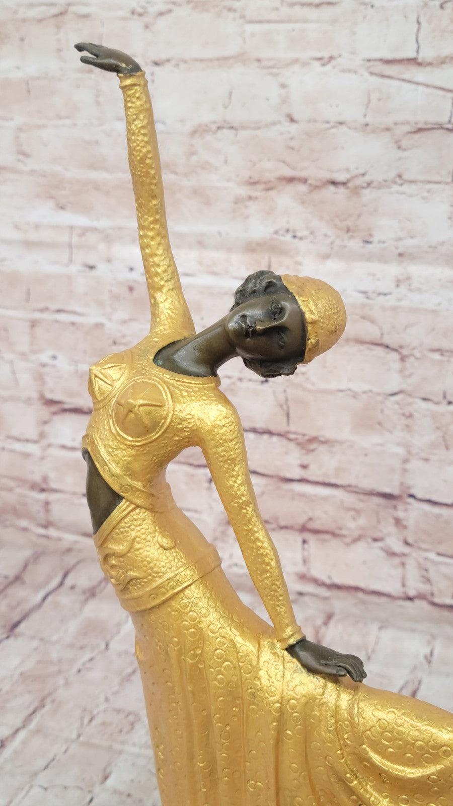 Signed Chiparus Elegant Dancer Extend her Legs Apart Bronze Sculpture Figurine