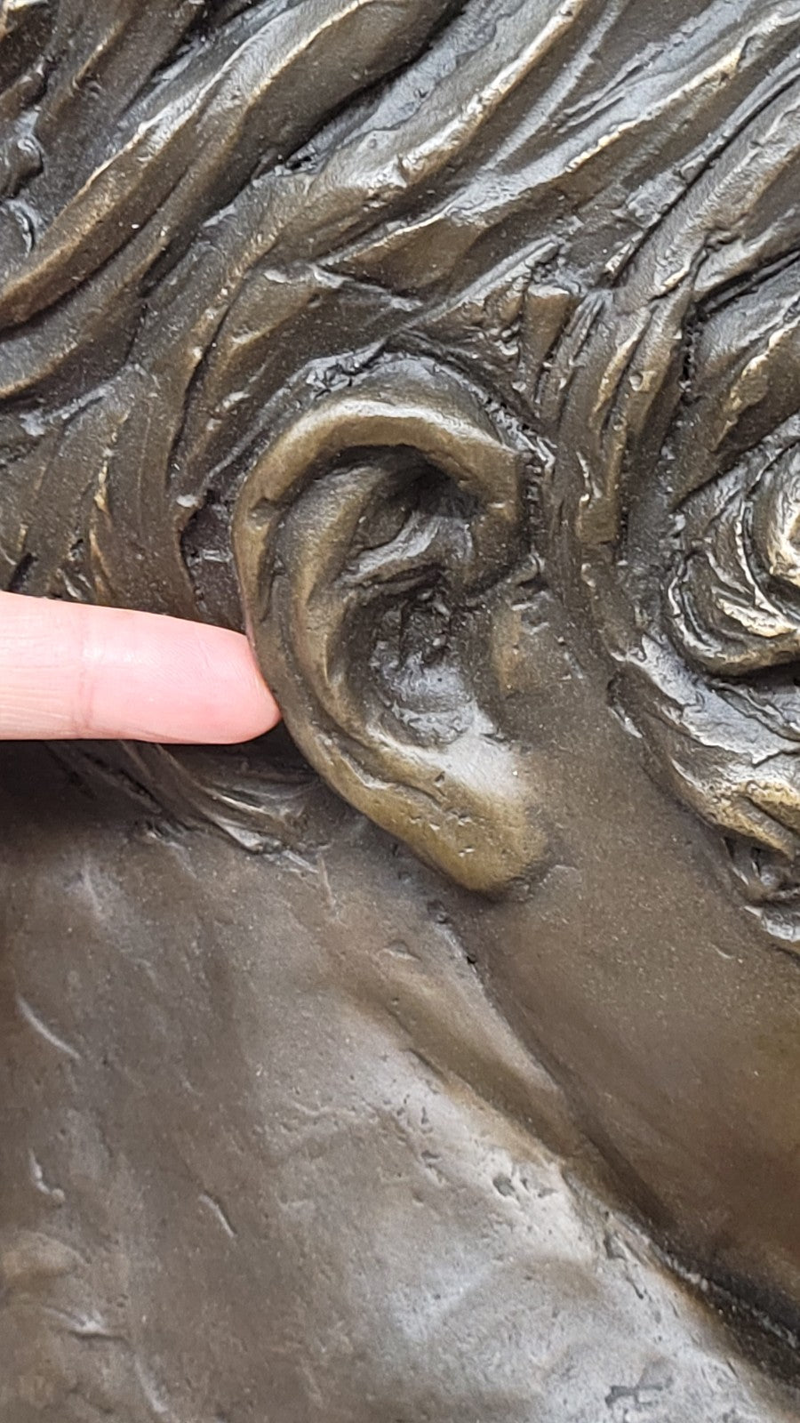 Original Hand Crafted Large Bas Relief Plaque Woman Face Bronze Sculpture Statue