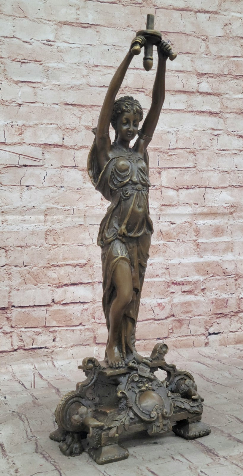 Vintage Style Ancient Greek Temple Priestess Bronze Statue Figurine Hot Cast