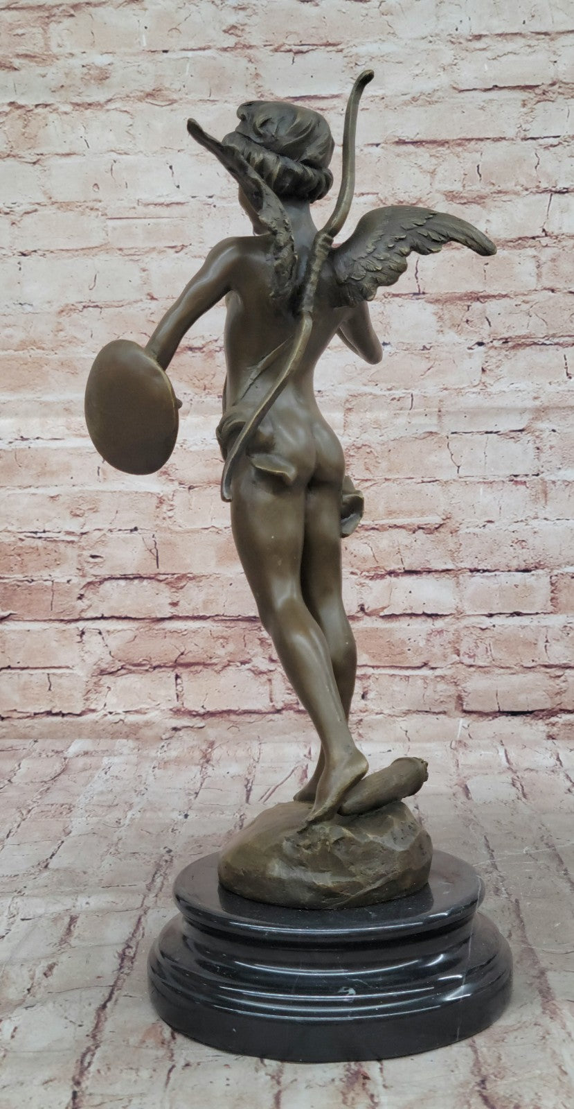 Collectible Art bronze sculpture Putti Cupid Art Deco Mythical Valentine Gift NR