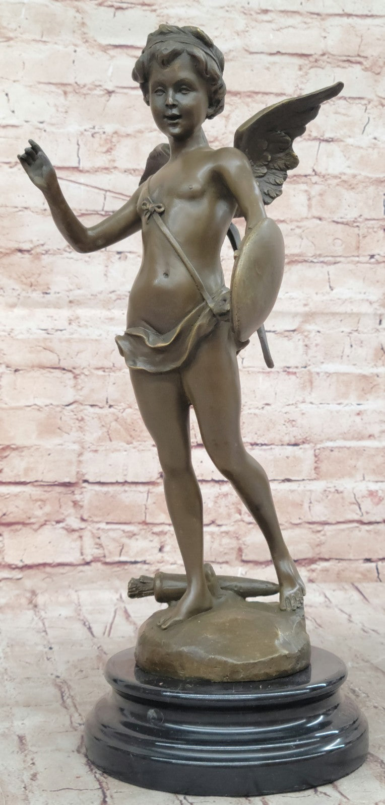 Collectible Art bronze sculpture Putti Cupid Art Deco Mythical Valentine Gift NR