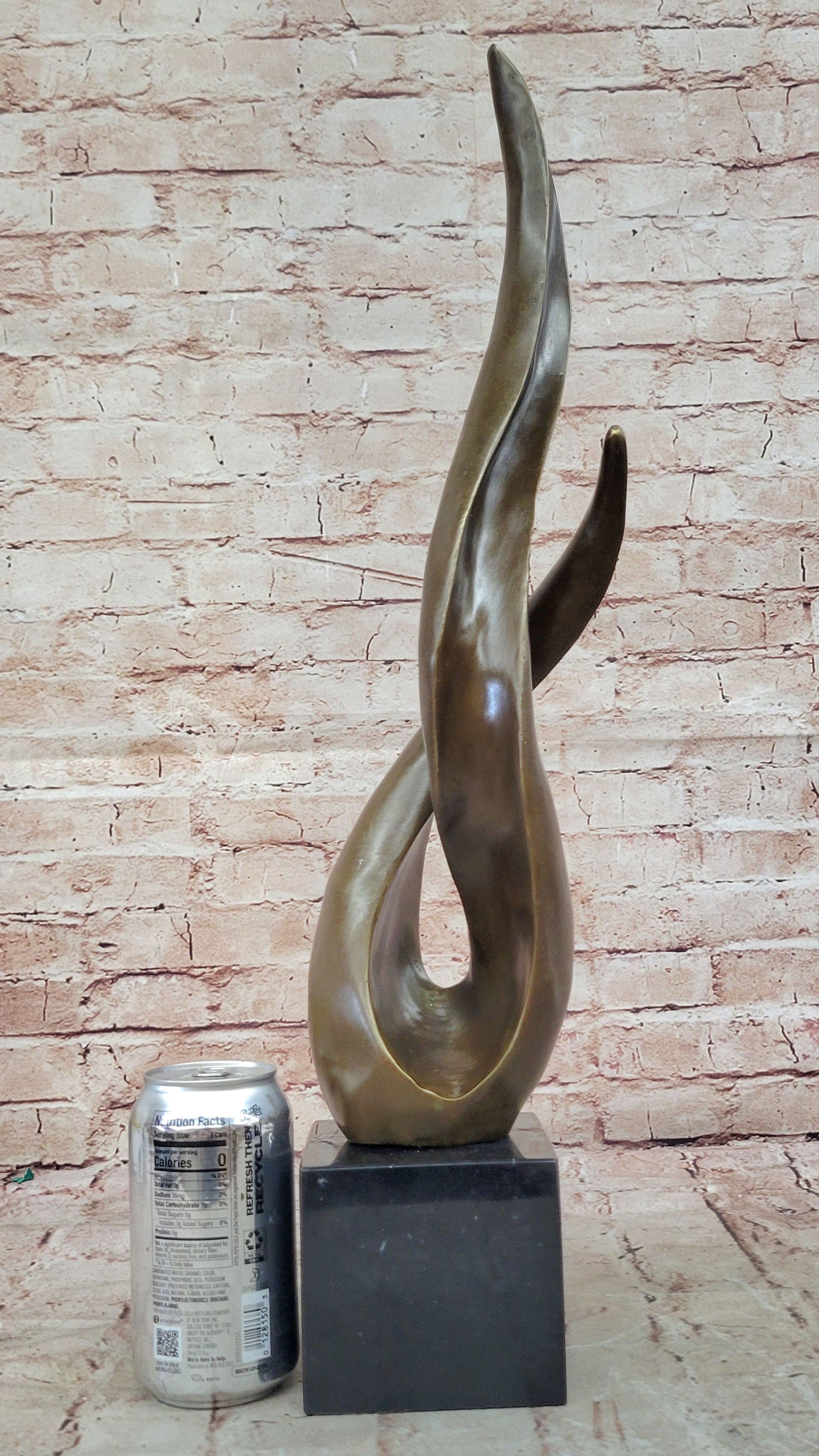 Modern Milo Bronze Twisted Flame Sculpture Abstract Statue Collectible Art