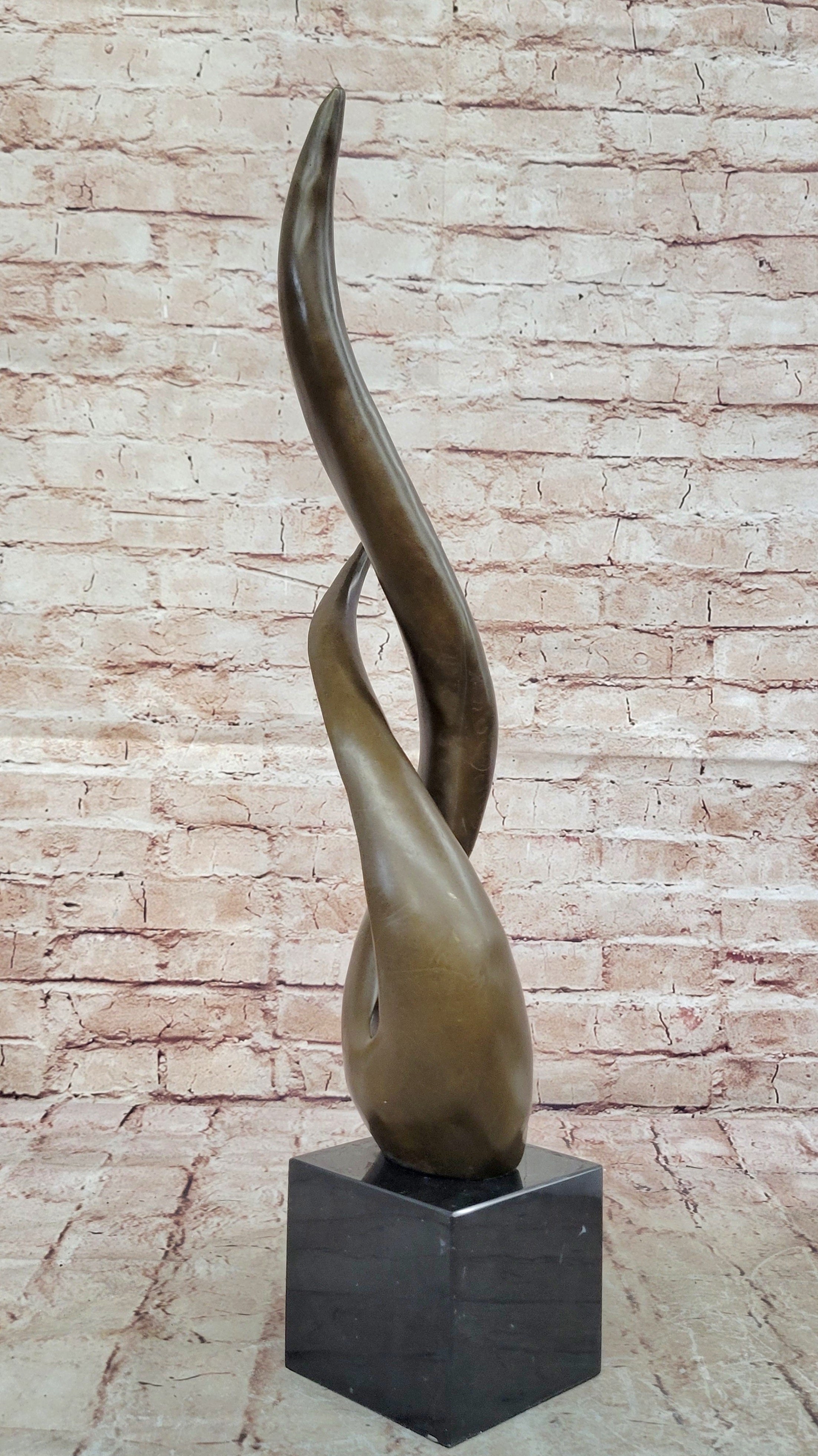 Modern Milo Bronze Twisted Flame Sculpture Abstract Statue Collectible Art