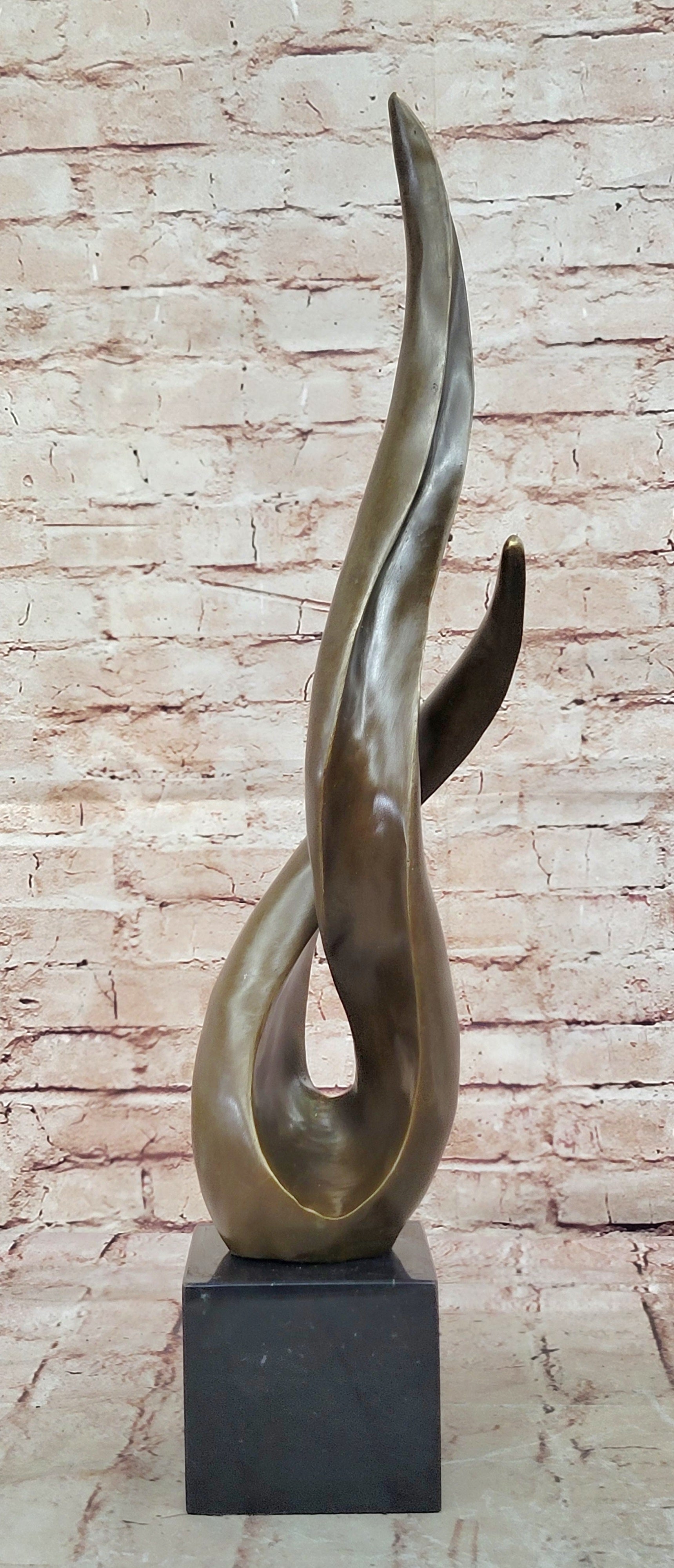 Modern Milo Bronze Twisted Flame Sculpture Abstract Statue Collectible Art