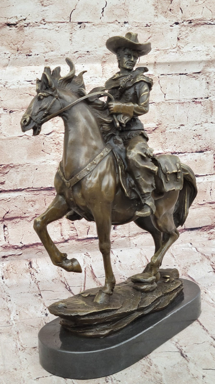 Handcrafted bronze sculpture SALE Dec Ranch Marble Horse Cowboy Western Country