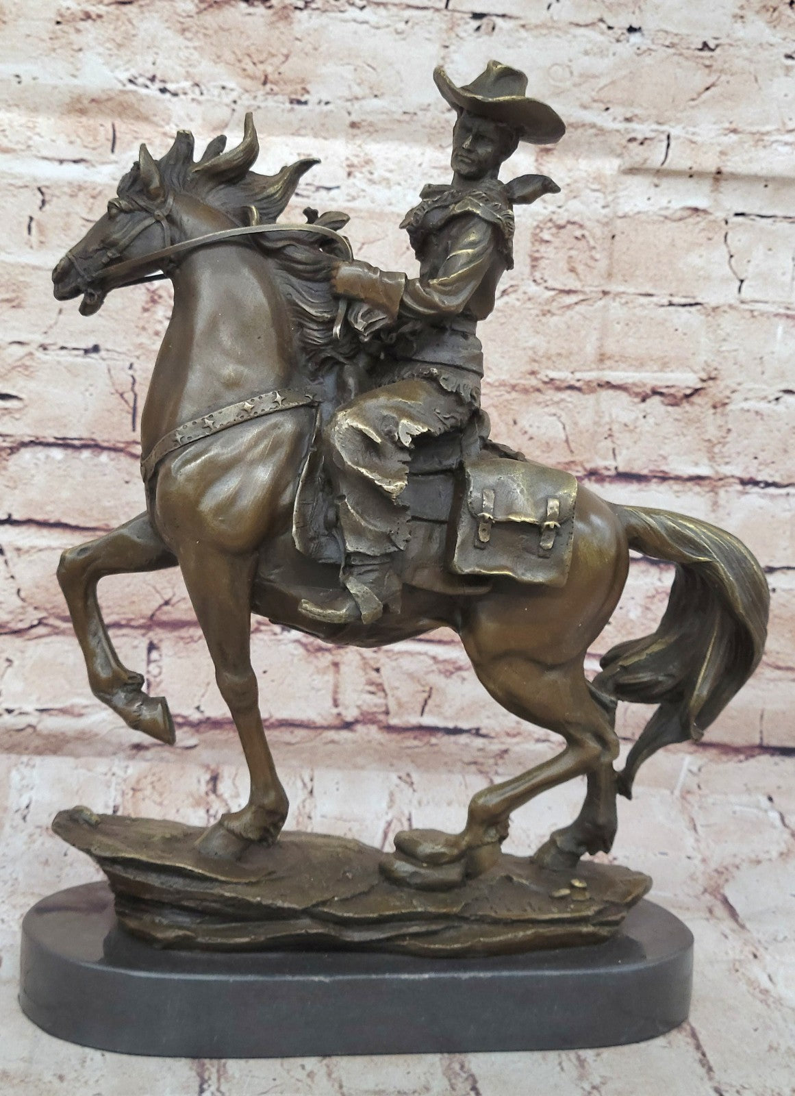 Handcrafted bronze sculpture SALE Dec Ranch Marble Horse Cowboy Western Country