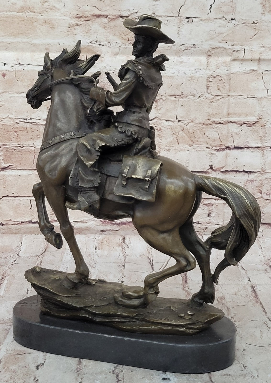 Handcrafted bronze sculpture SALE Dec Ranch Marble Horse Cowboy Western Country