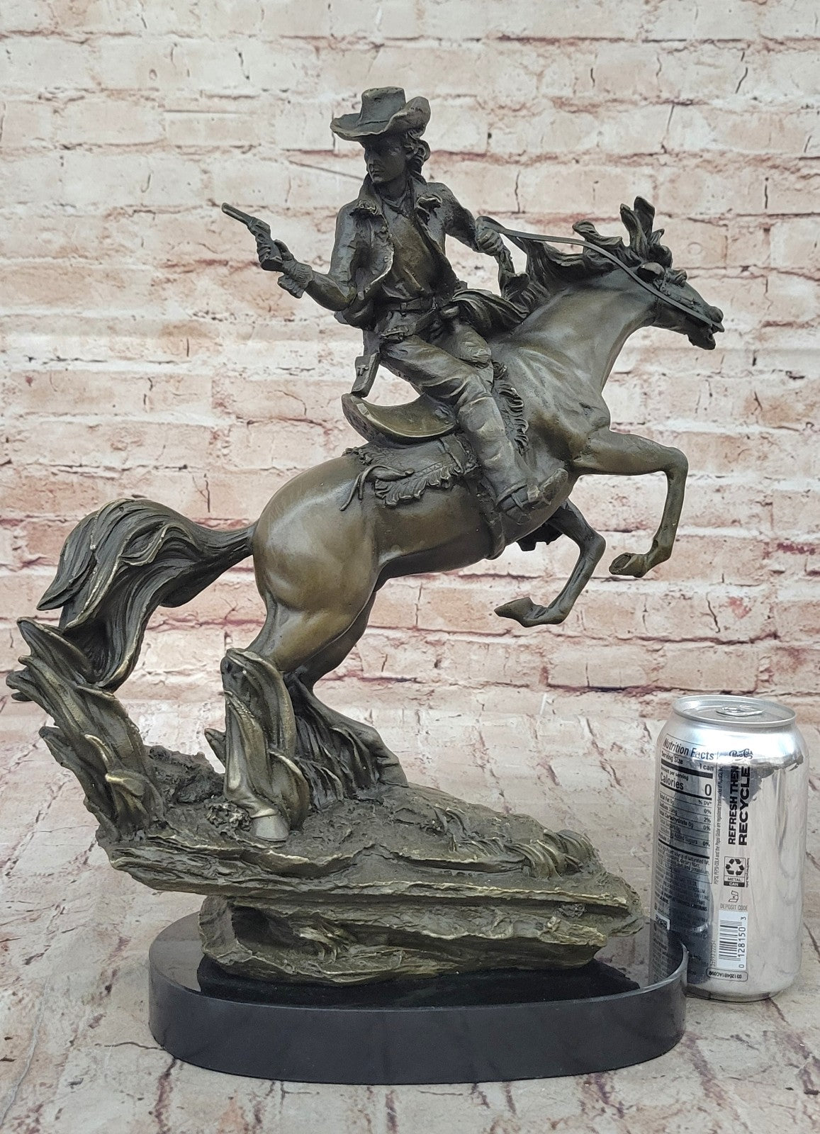 Western Cowboy Bronze Sculpture Horse Small Rodeo Rider Same Day SHIPPING New