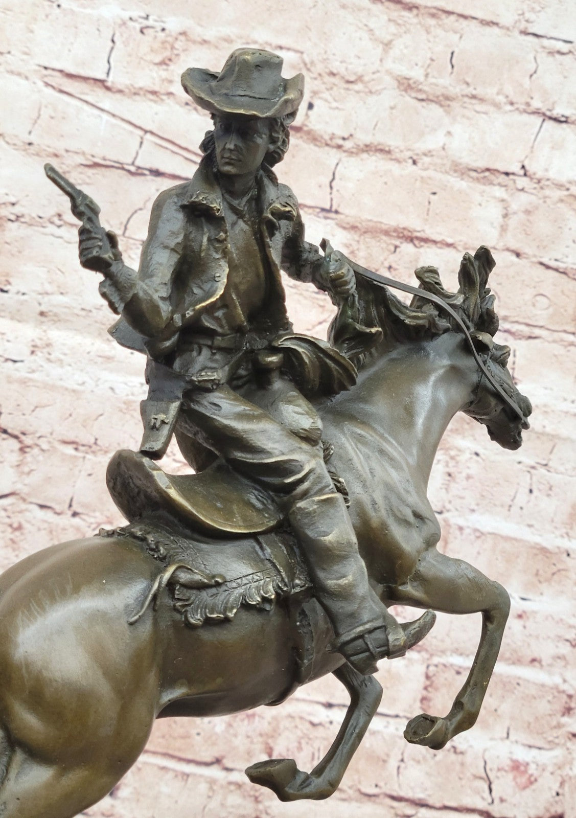 Western Cowboy Bronze Sculpture Horse Small Rodeo Rider Same Day SHIPPING New