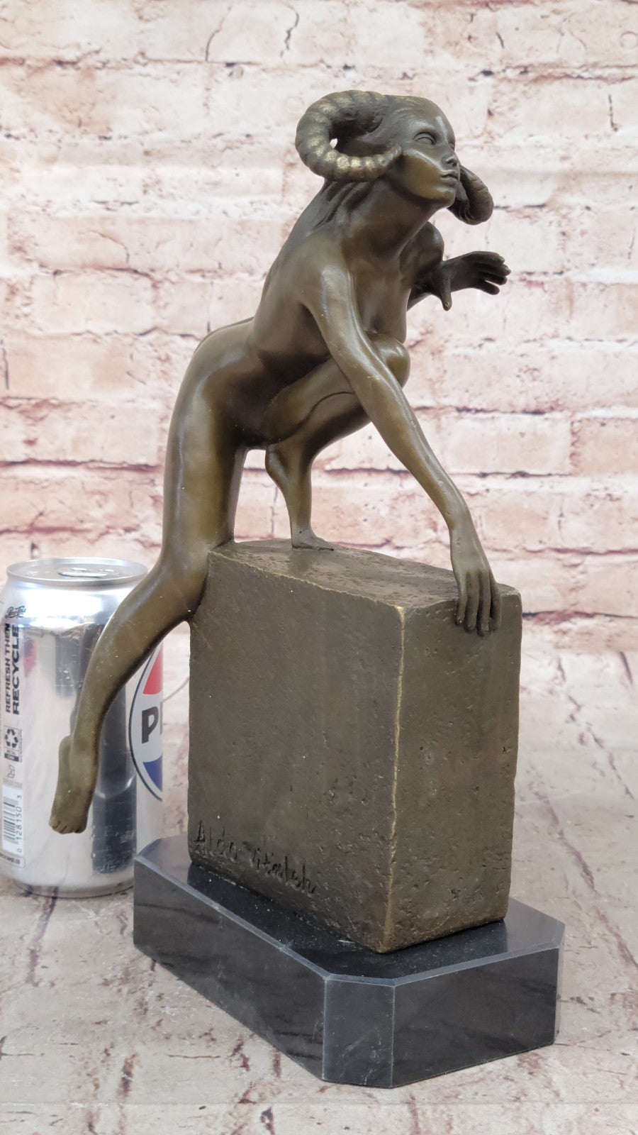 Handcrafted Nude Female Devil Bronze Sculpture Hot Cast Statue by Vitaleh