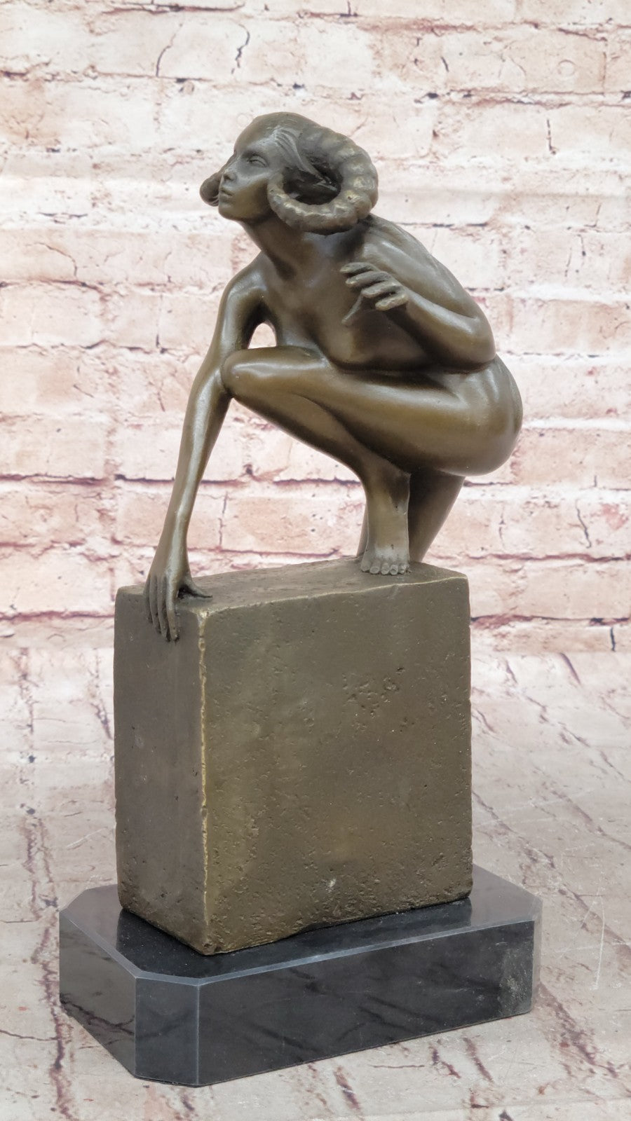 Handcrafted Nude Female Devil Bronze Sculpture Hot Cast Statue by Vitaleh